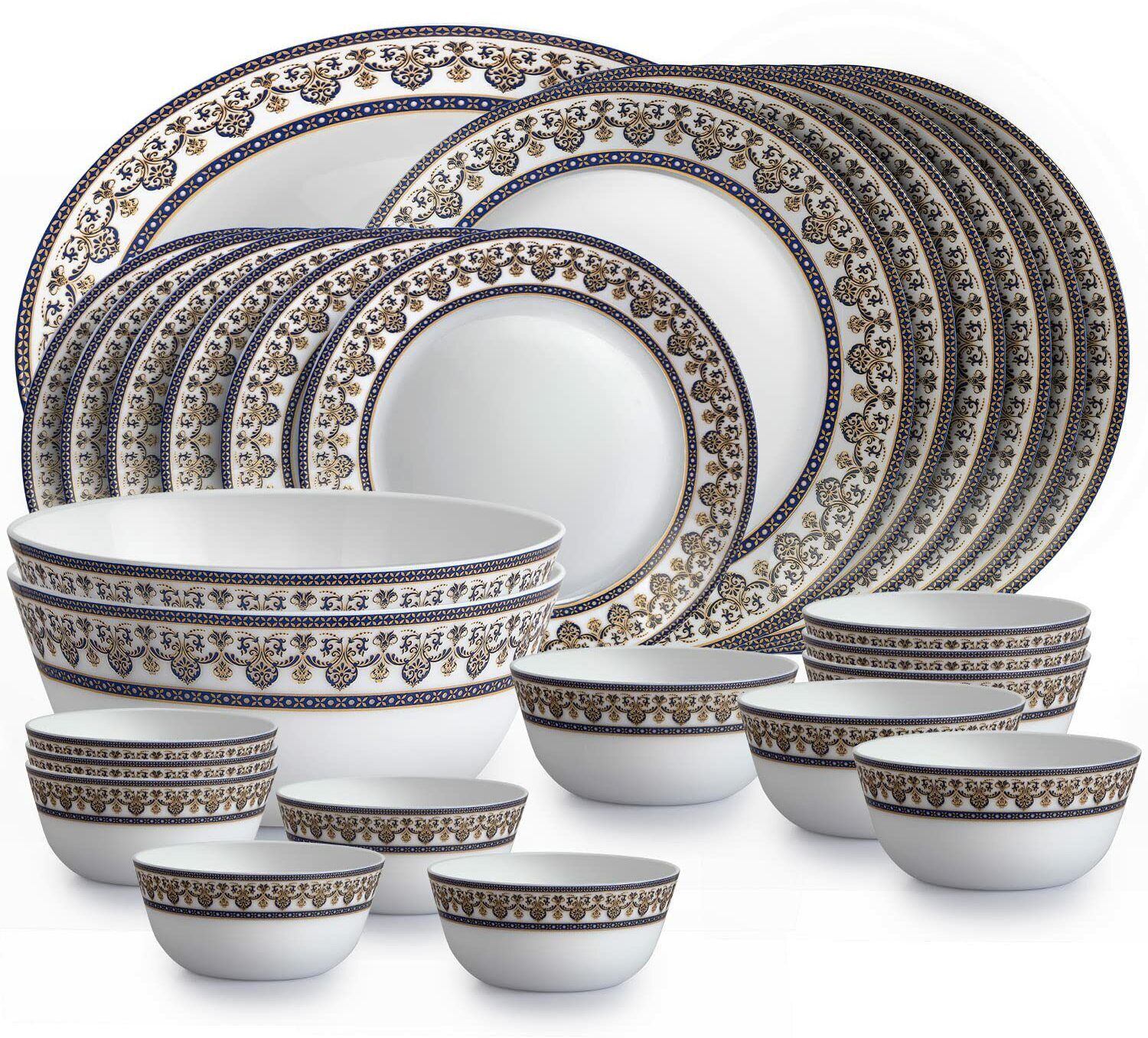 cello Opalware Solitaire Dinner Set of 27 Pieces, Blu Dinner Set-picture-12