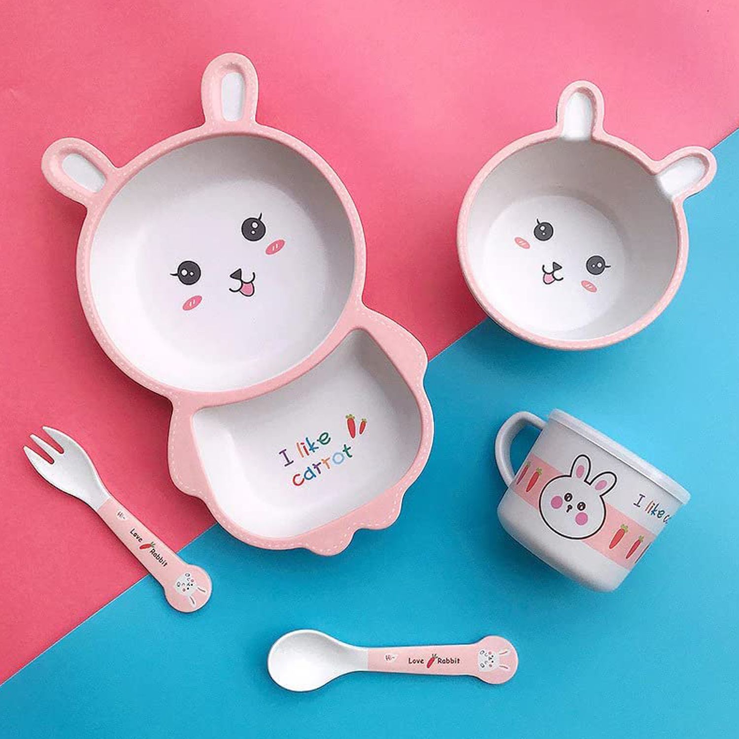 dikuji enterprise Pack of 5 Bamboo Bamboo Crazy Crab Kids Feeding / Dinner Set of 5 | Organic & Natural Dinner Set Dinner Set-picture-19