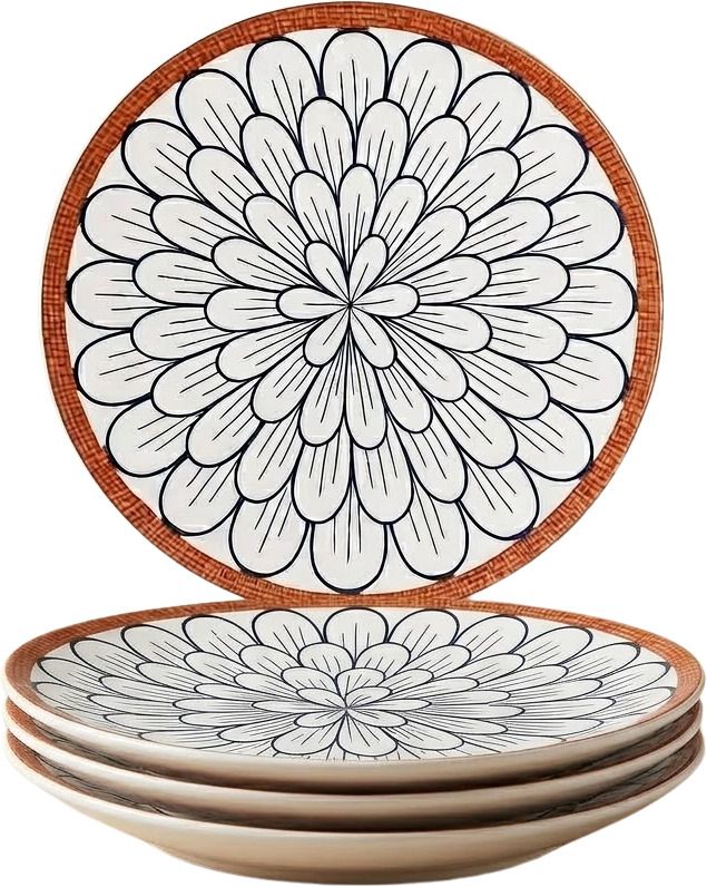 Pack of 4 Ceramic Round Floral Petals Ceramic Dinner Plate for Salad Noodles Fruits and Snacks Dinner Set-image-8