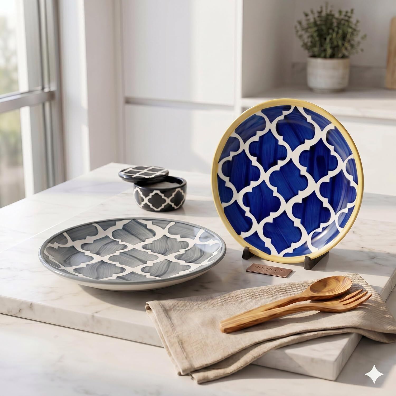 yanci Pack of 2 Ceramic Ceramic Dinner Plate, 18.5cm, Printed Stoneware, Dinner Set-picture-36