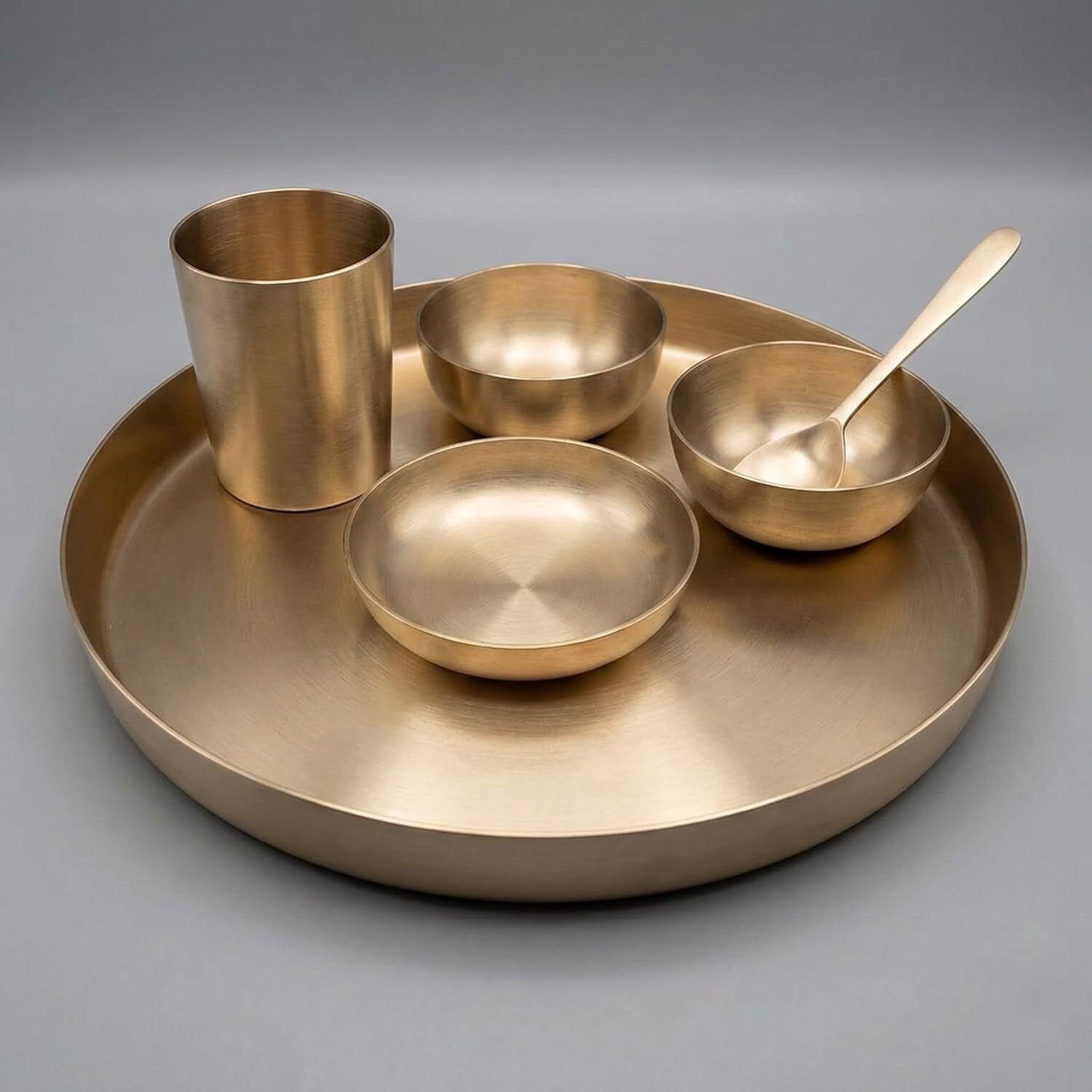 durga enterprises Pack of 6 Bronze Handmade Traditional Dinner Set of 6 Plates, Bowls, Glasses & Spoons Dinner Set-picture-48