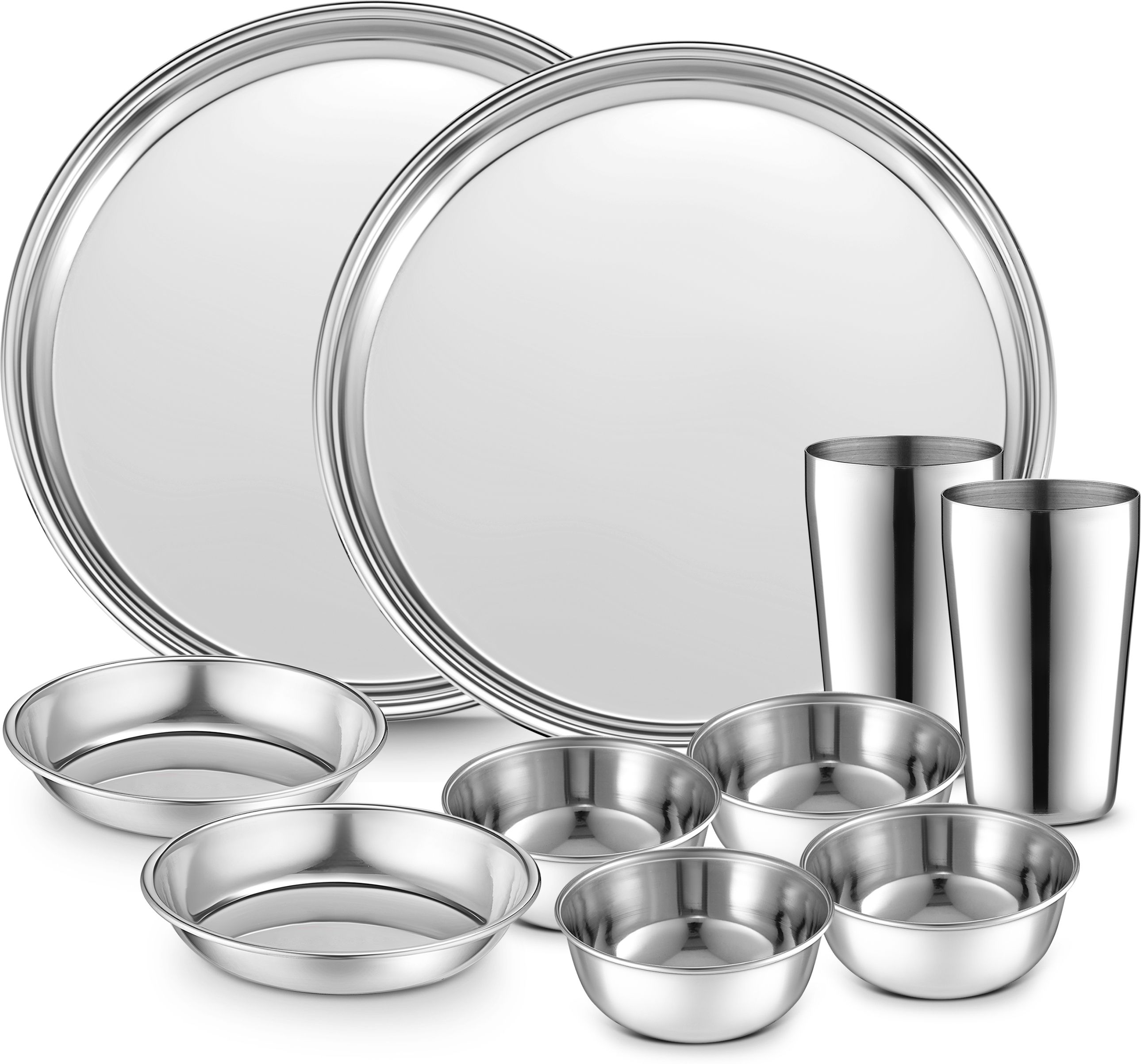 Pack of 10 Stainless Steel Premium Dinner set | Steel Thali Set |Dinner Plate|Bhojan Thali| Dinner Set-image-17