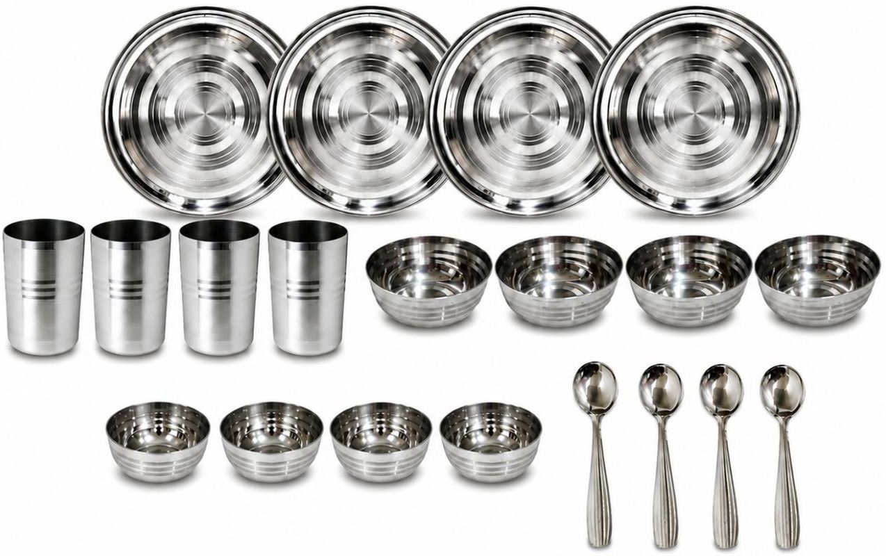 dynore Pack of 20 Stainless Steel 20 Pcs Dinner Set Dinner Set-picture-32
