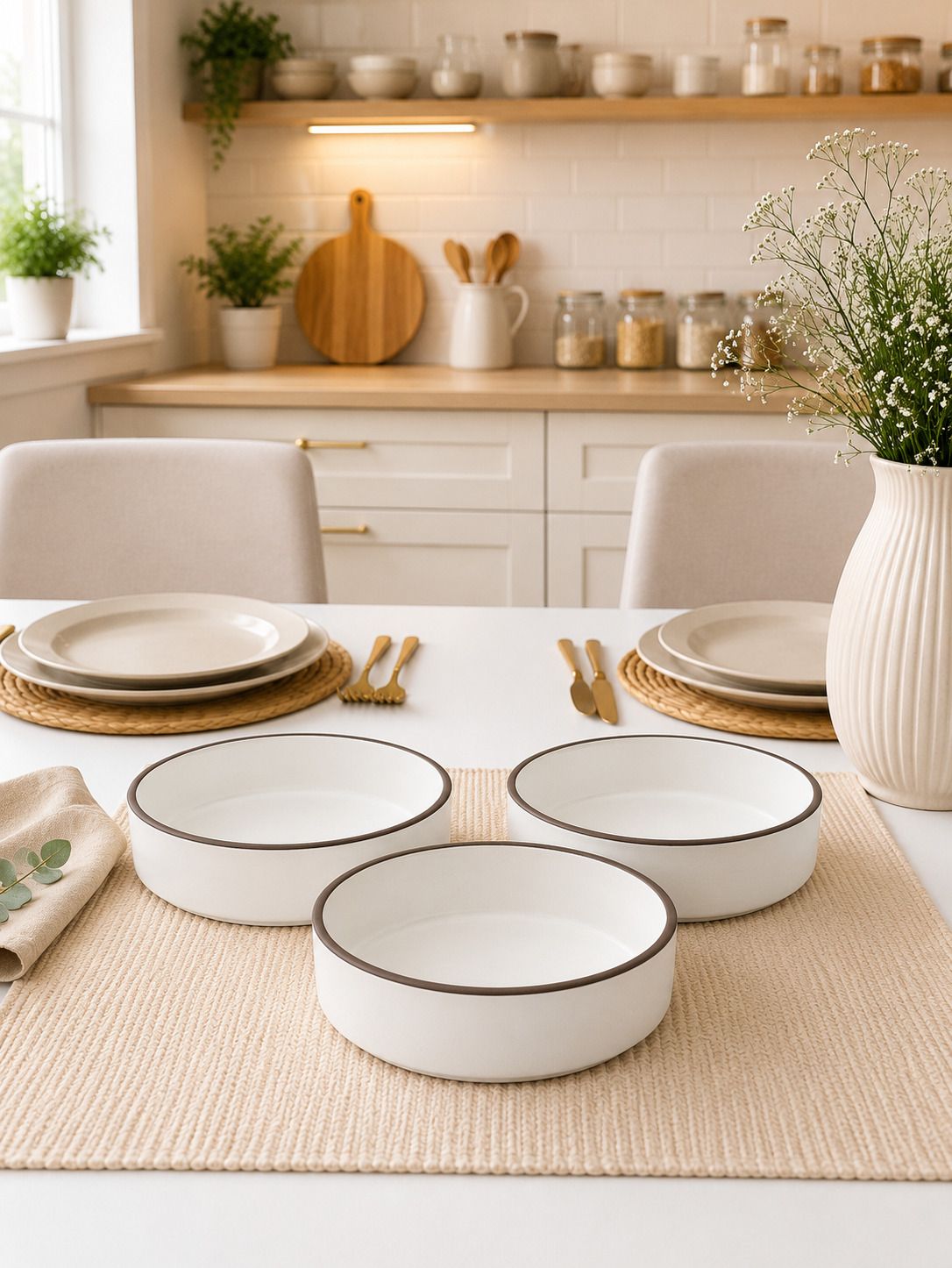 Pack of 3 Ceramic Glina Aura Classic Royale Dinner Set-image-14