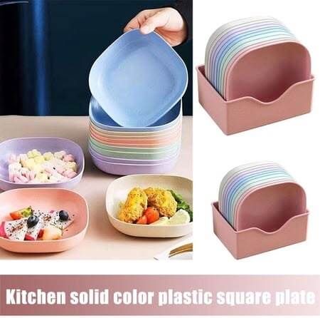 Plastic Square Plastic Dinner Plate 10pis Dinner Set-image-21