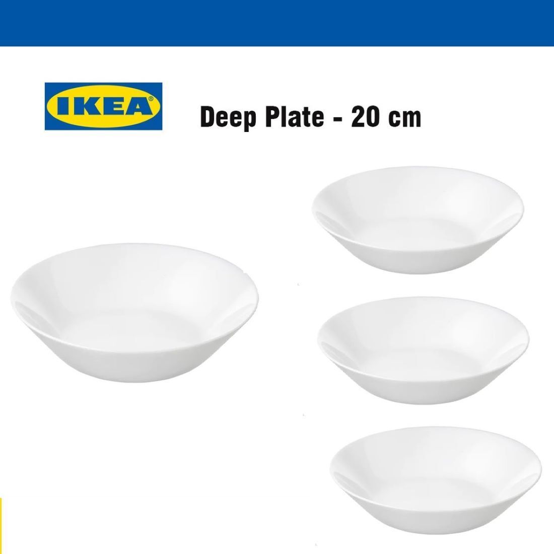 ikea Pack of 4 Opalware Digital Shoppy Deep Plate 20 cm (Pack of 4 ) Dinner Set-picture-38