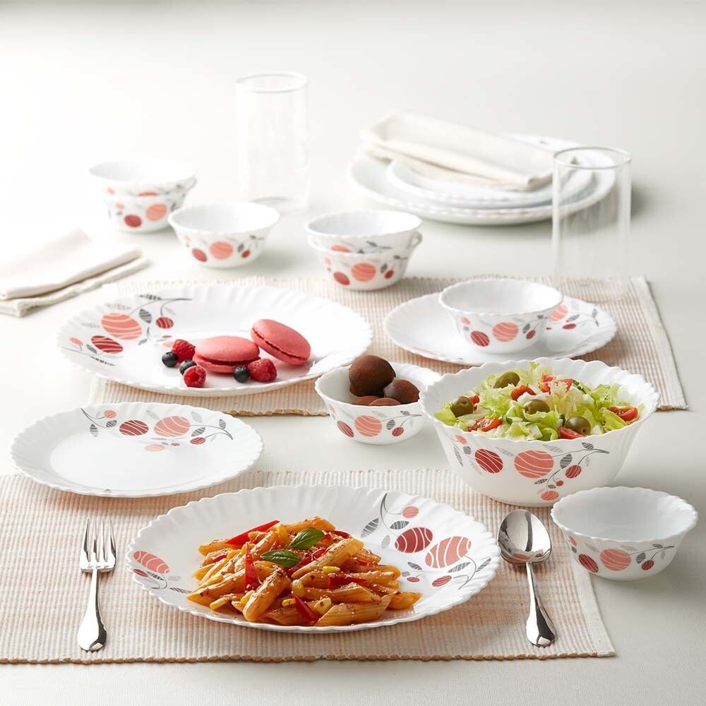 larah by borosil Pack of 13 Opalware Dahlia Dinner Set-picture-2