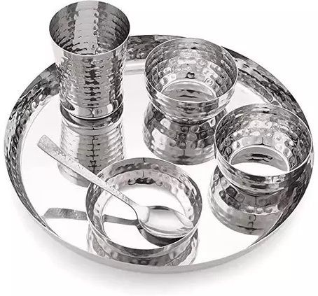 blal Pack of 6 Stainless Steel Hammered Stainless Steel Dinner Set-picture-18