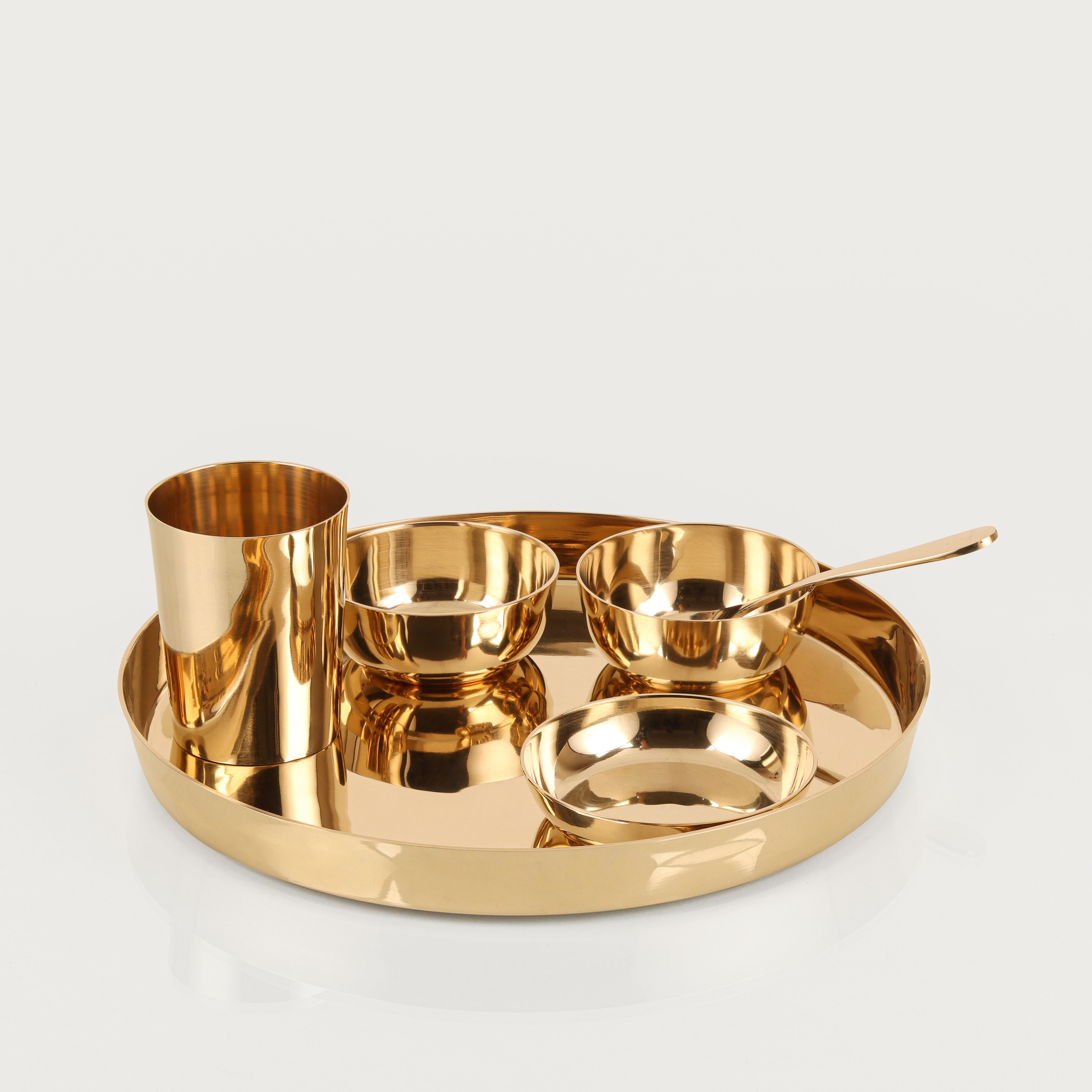 Pack of 6 Bronze PACK OF 6 Bronze shine polish dinner set thali set 12 inch Dinner Set-image-19