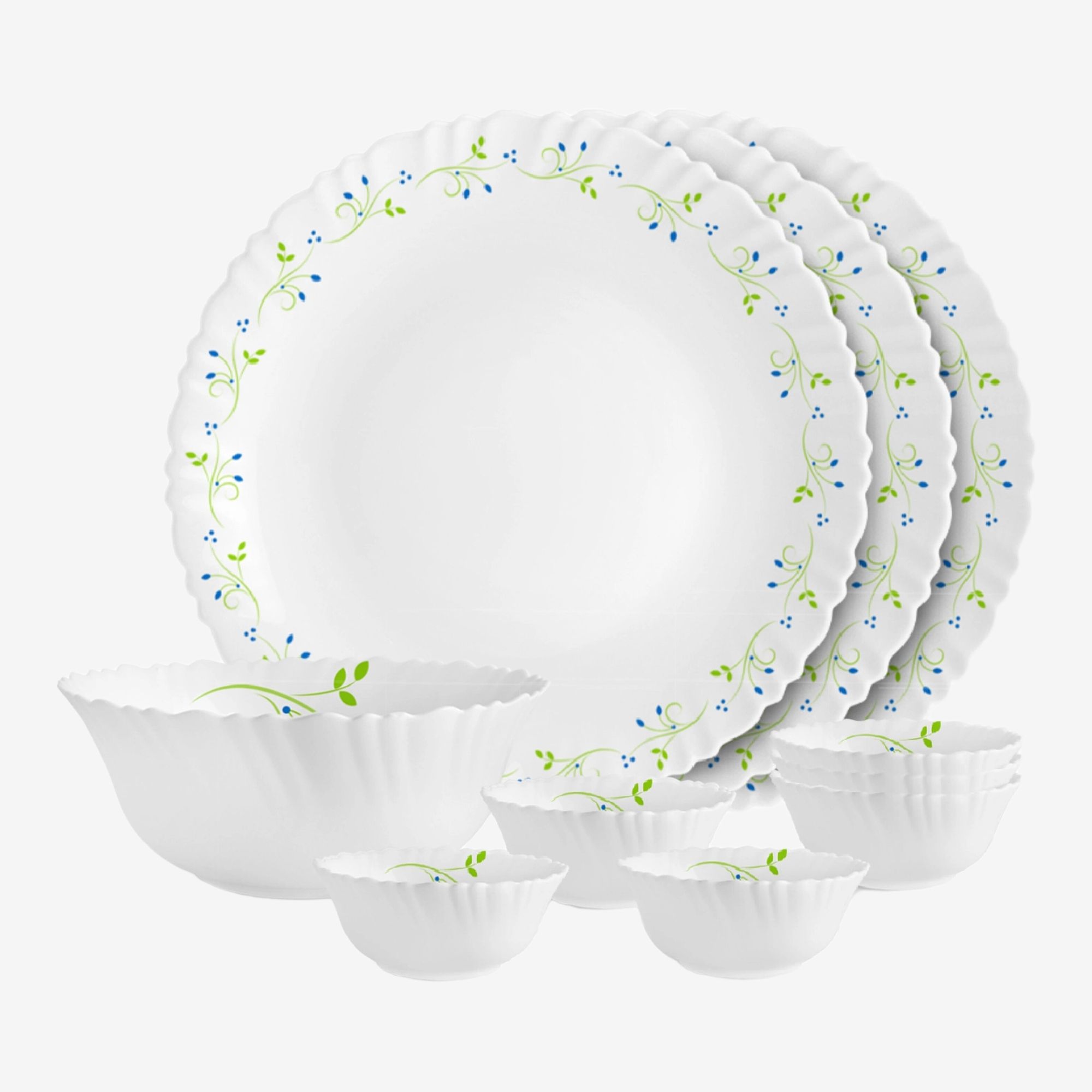 Pack of 10 Opalware Dazzle Opalware Tropical Lagoon Dinner Set |Crockery Set |White Dinner Set-image-37