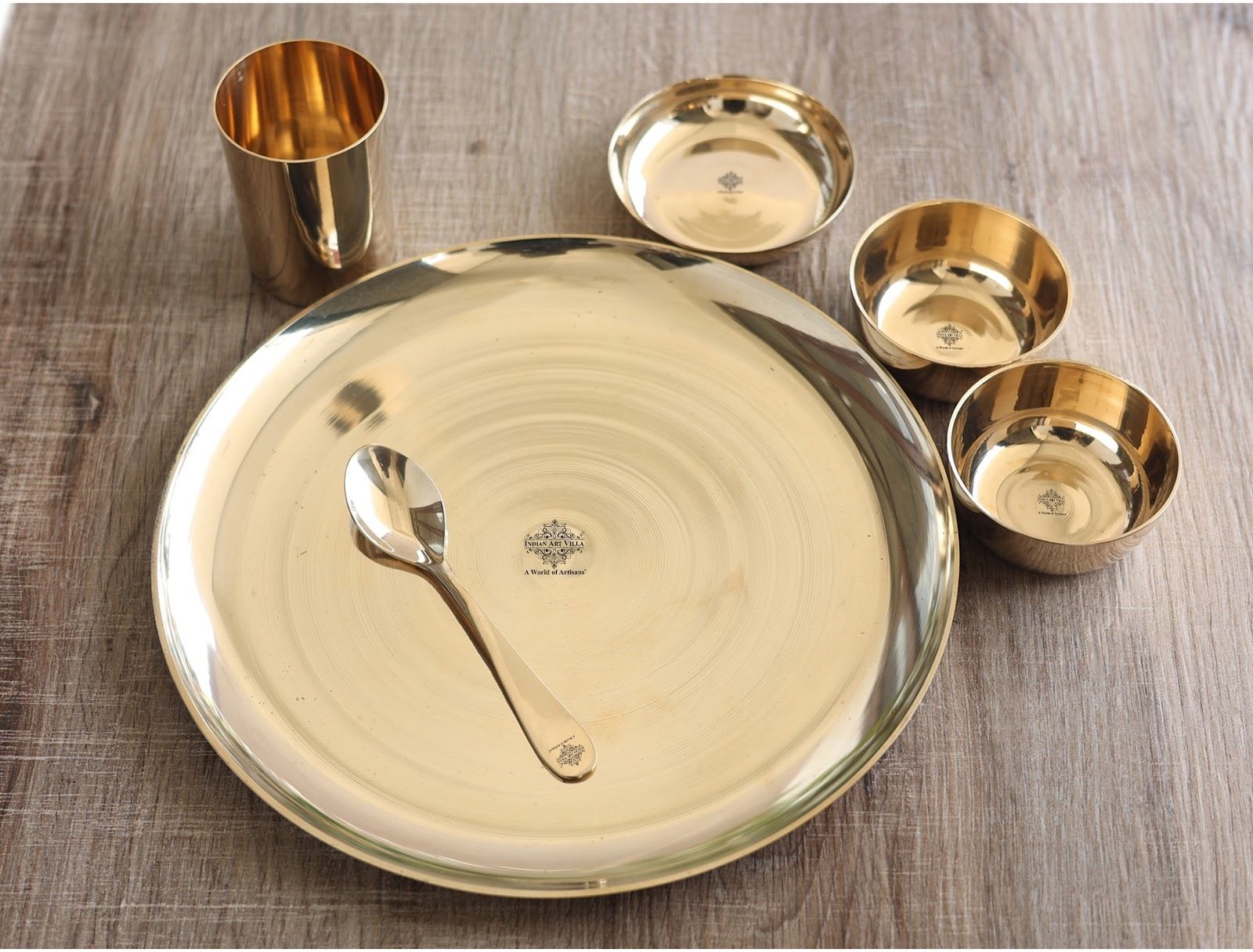 Bronze Pure Bronze Shine Finish 6 Pieces Dinner Set of 6 Dinner Set-image-46