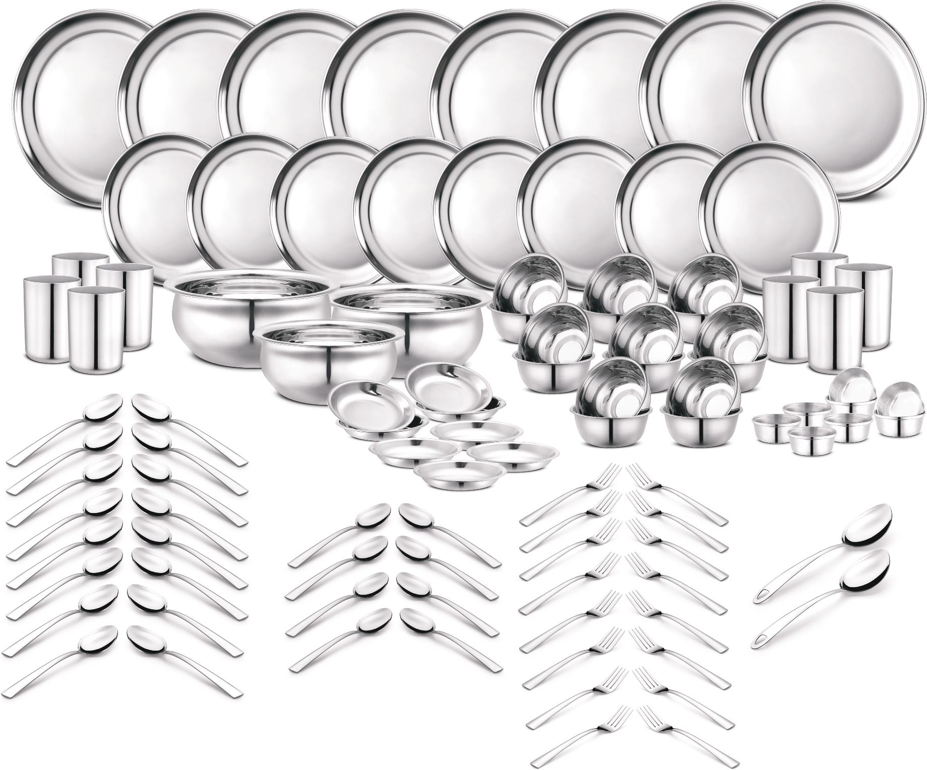 classic essentials Pack of 101 Stainless Steel Stainless Steel Dinner Set, 101-Pieces, Silver Heavy Gauge Dinner Set-picture-39