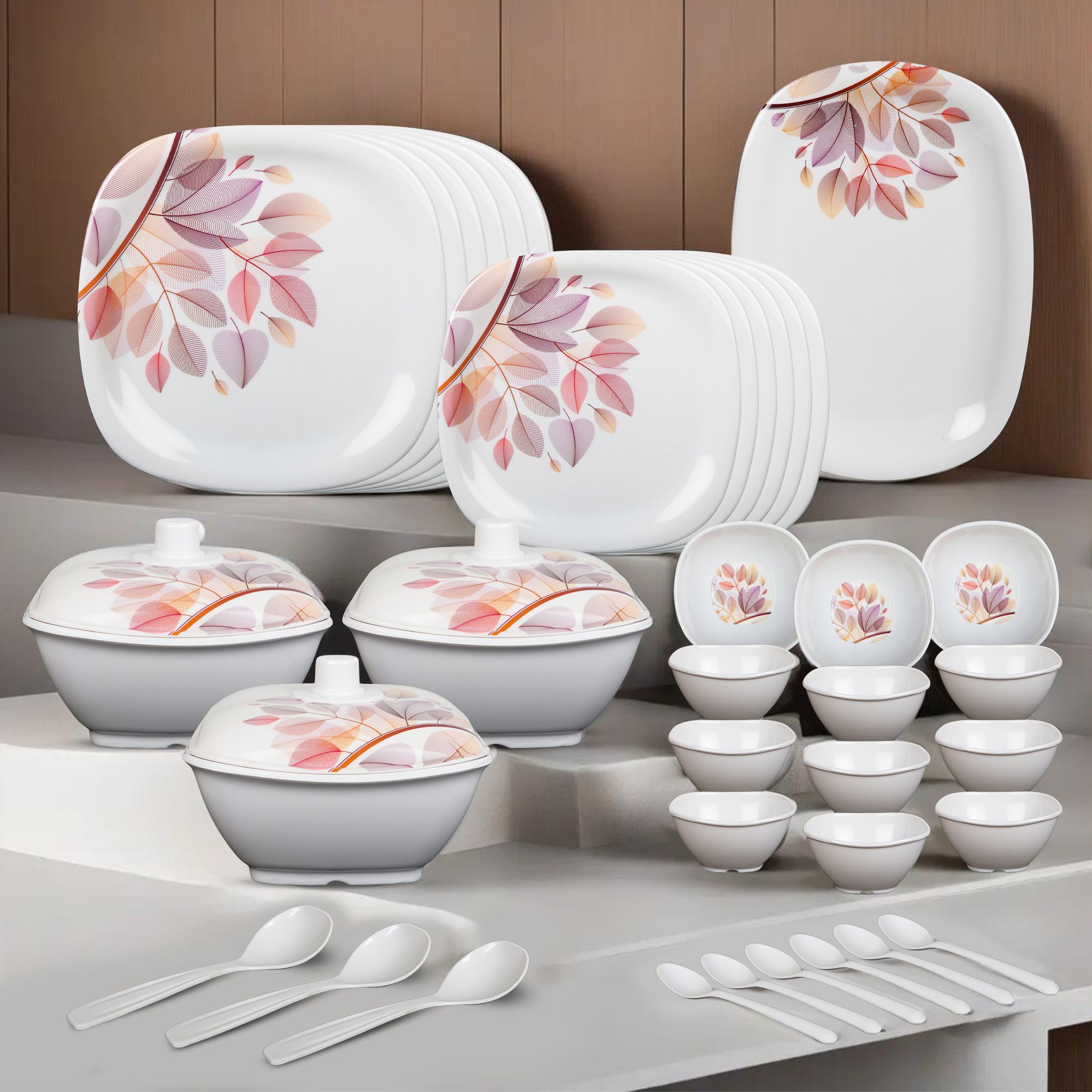 flipkart smartbuy Pack of 40 Melamin Autumn Grove|Dishwasher Safe|Stain Resistant Dinner Set-picture-5
