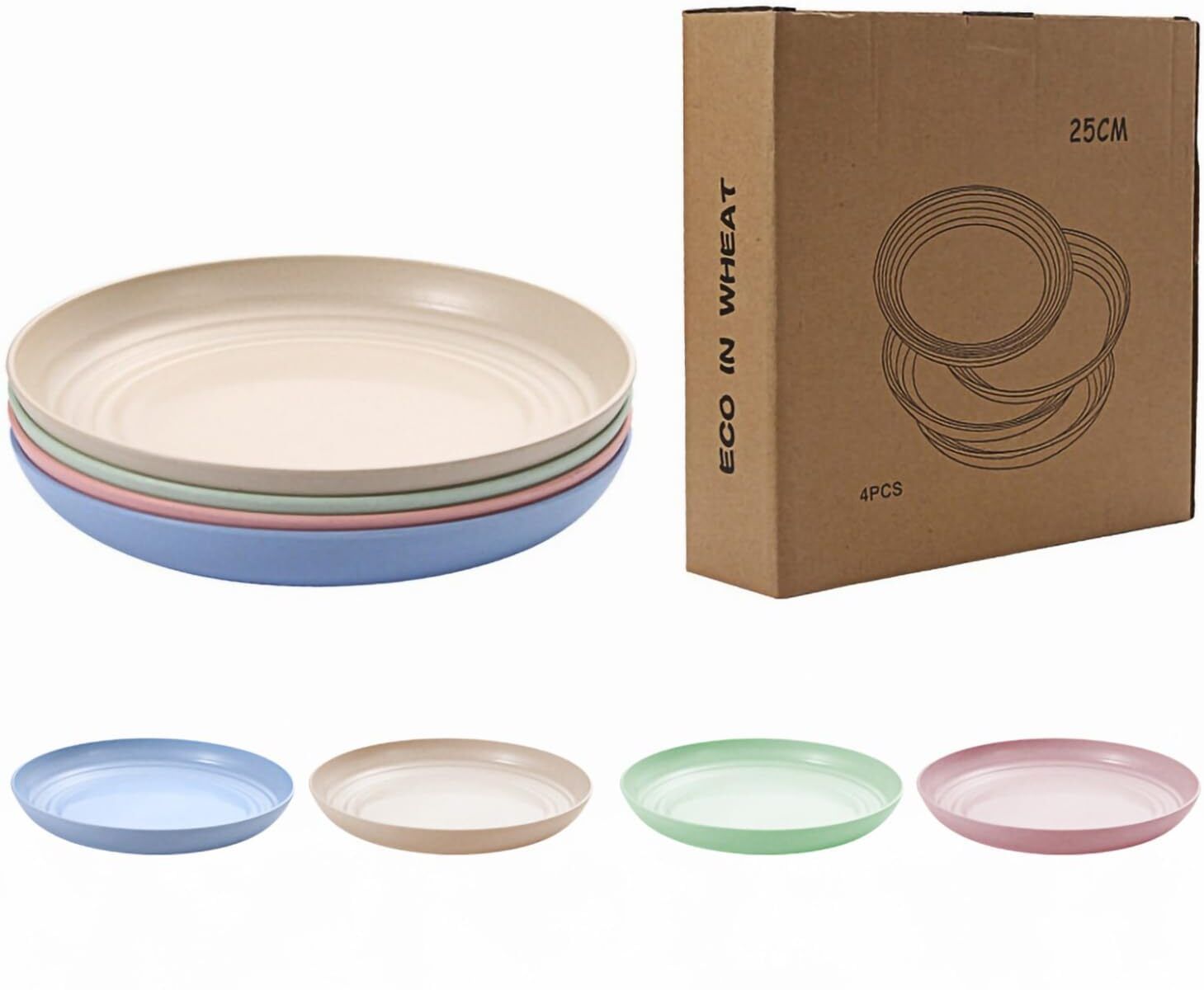 bgvm Pack of 4 Plastic Colorful Food Dishes | Perfect for Indoor, Outdoor | Serves Plates 9.8inch Dinner Set-picture-21