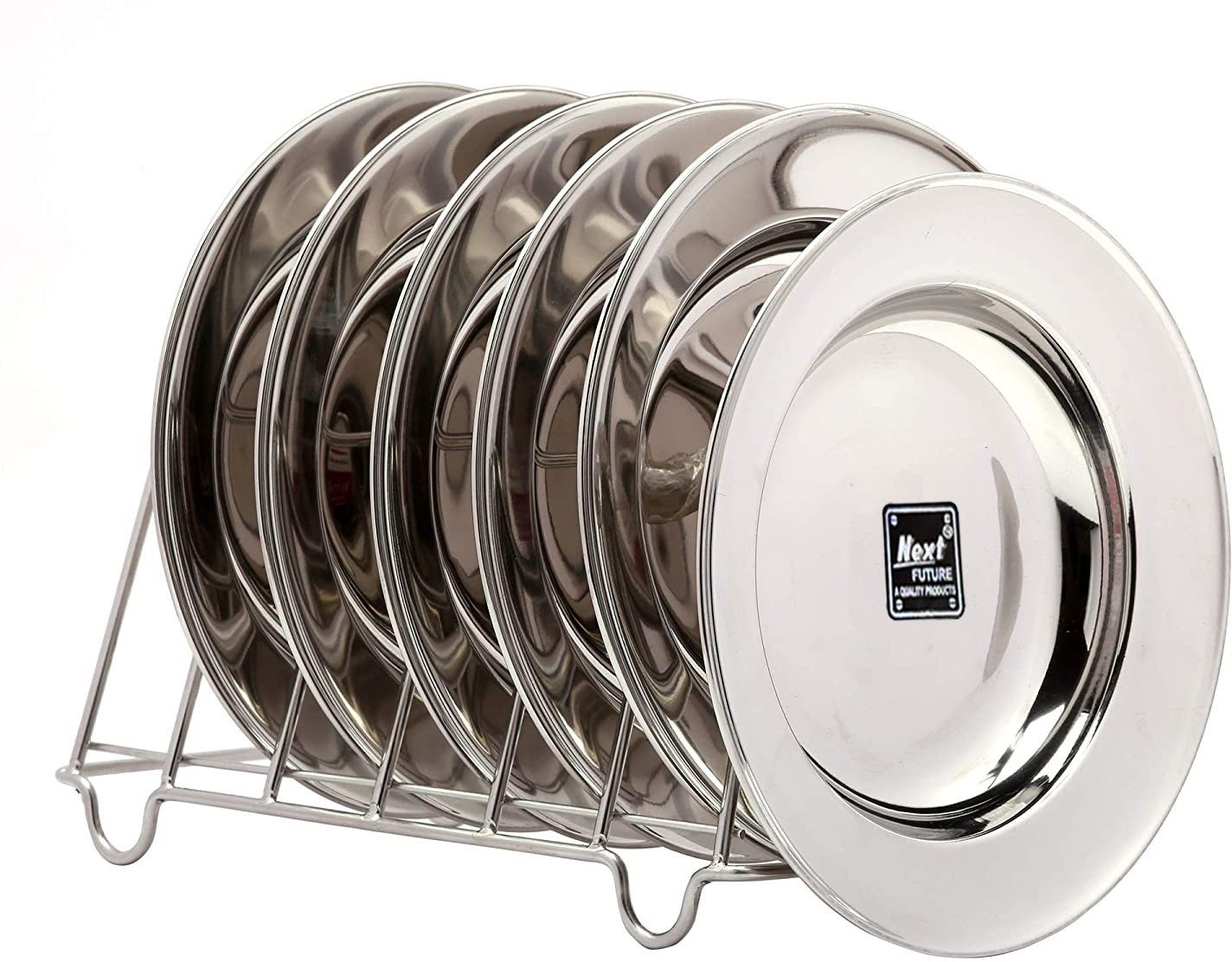 Pack of 6 Stainless Steel Stainless Steel Soup/ Breakfast Plate High Polish, Heavy Gauge Plates Dinner Set