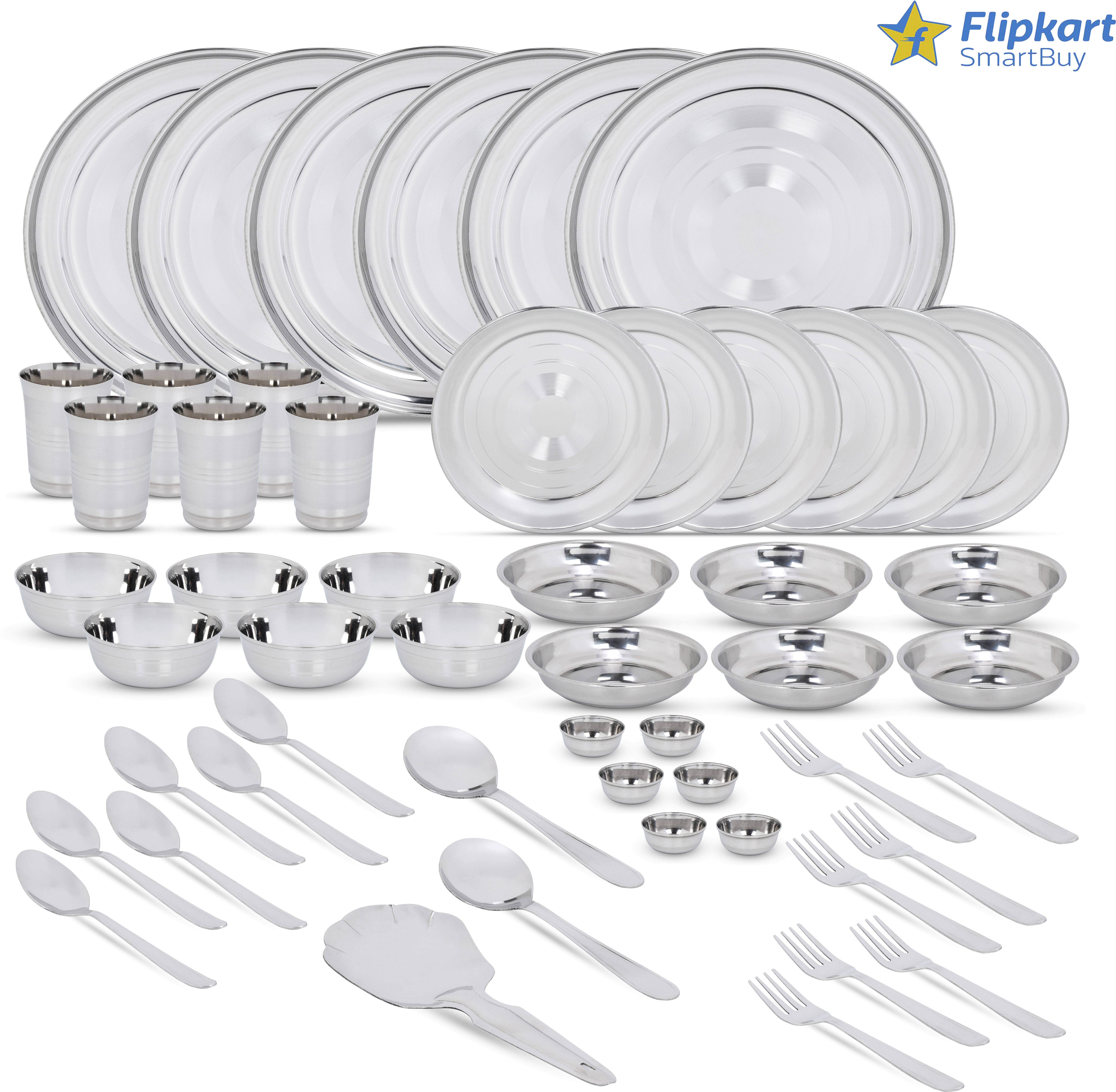 Pack of 51 Stainless Steel Flipkart SmartBuy Dinner Set-image-3