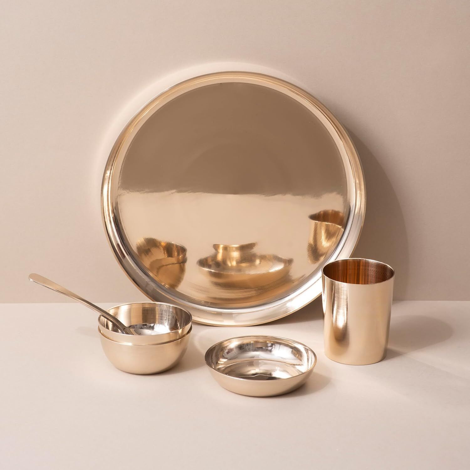 veda essentials Pack of 6 Bronze Pure Kansa Dinner Set, 6 Pieces | 100% Lead-Free, Lab-Certified | Dinner Set-picture-11
