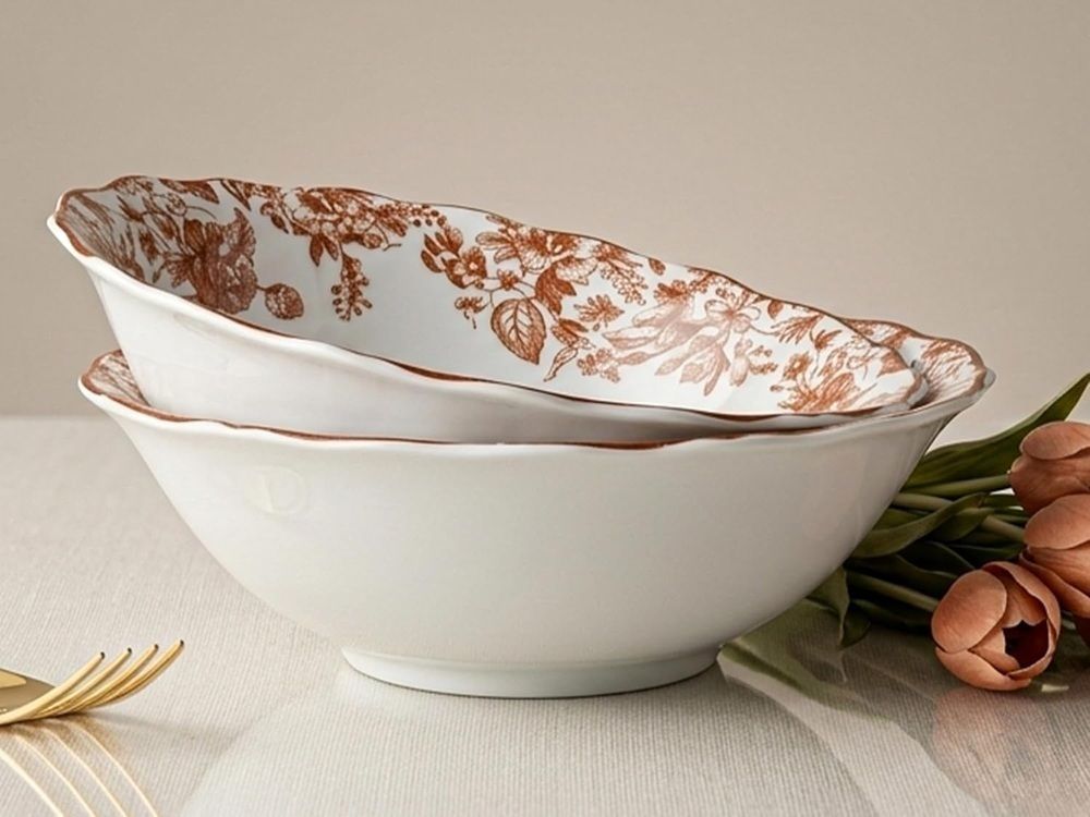 Pack of 2 Porcelain Brown Leaf serving bowl Dinner Set-image-24