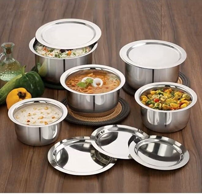 Stainless Steel Patila Tope Bhagona Set With Matching Lid 20 inch Lid, Pack of 1-image-25