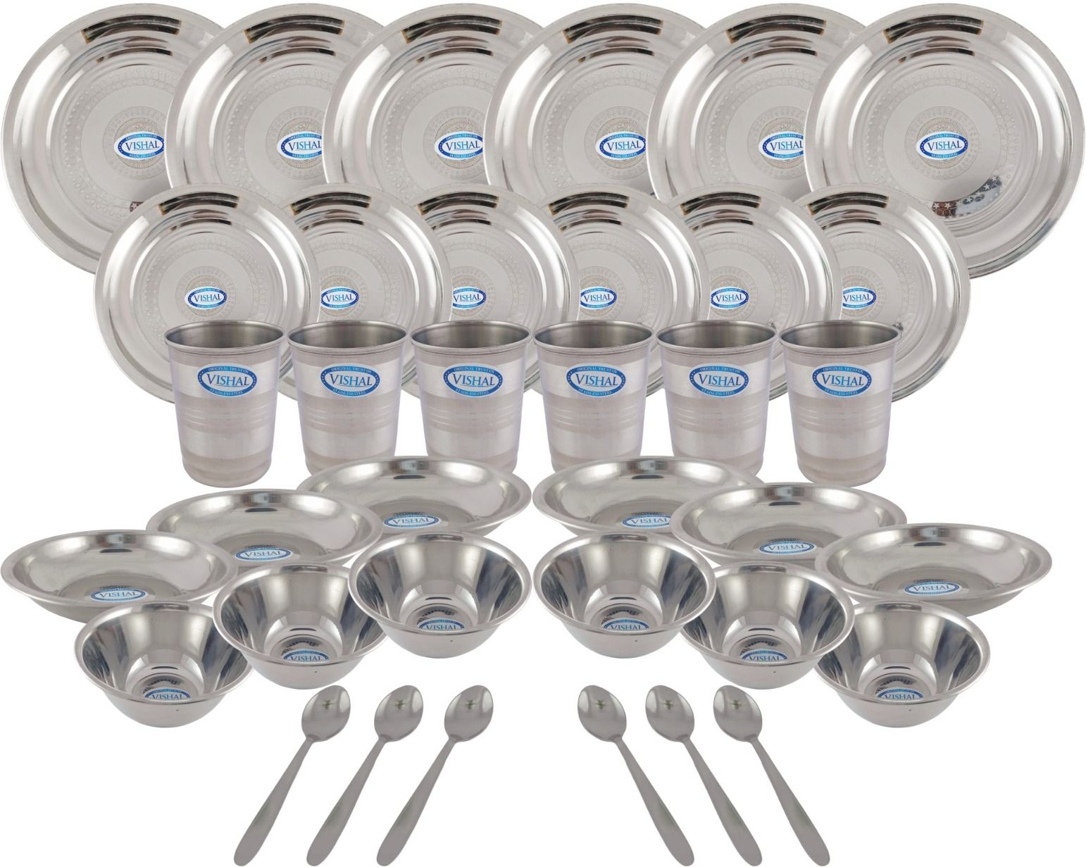 vishal lifetime Pack of 36 Stainless Steel, Silver Premium Stainless Steel Dinner Set Dinner Set-picture-38