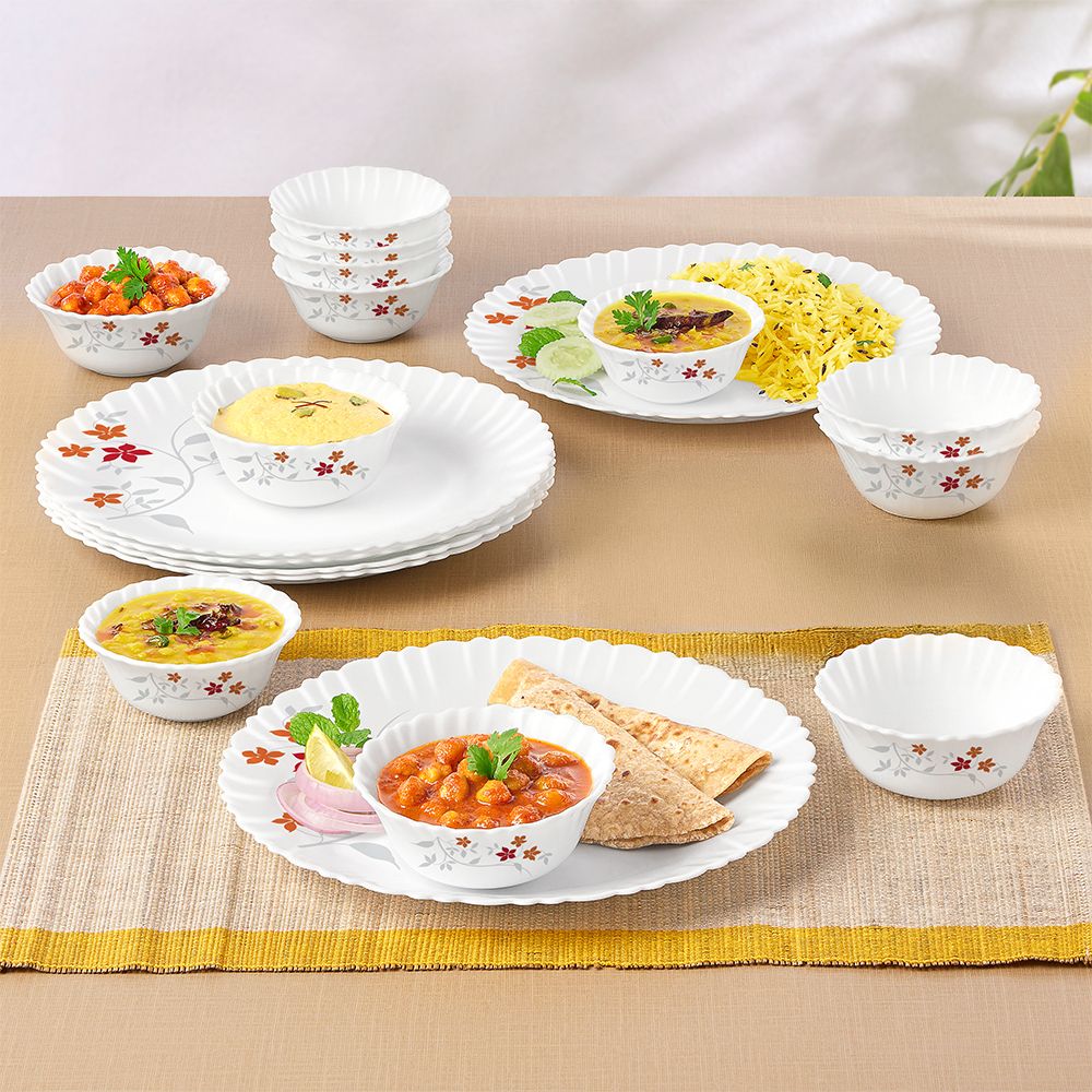 larah by borosil Pack of 18 Opalware Rosalie Opalware Galaxy Series Crockery Set for Dining & Gifting, Family of 6 Dinner Set-picture-41