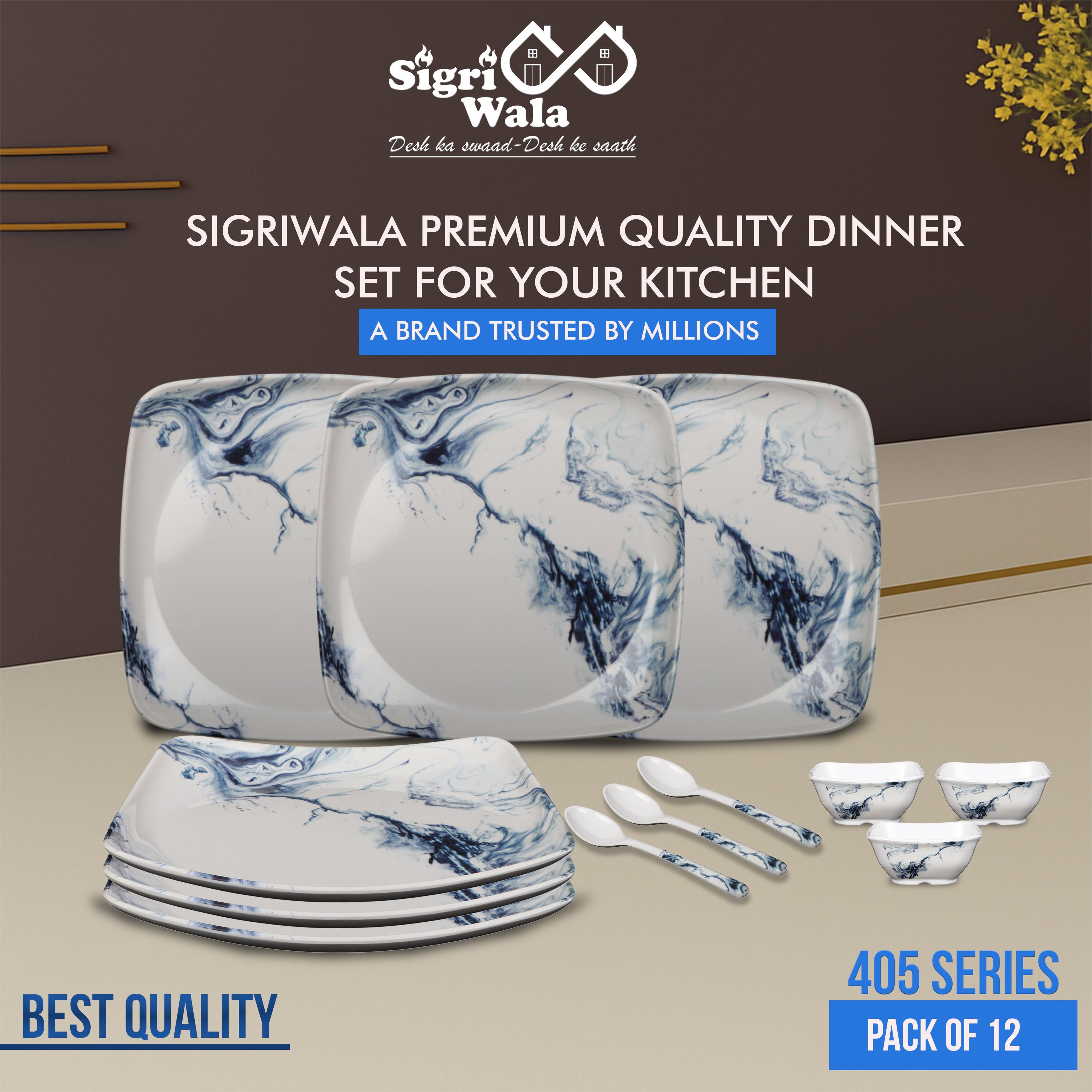 Pack of 12 Melamin Dinner Set