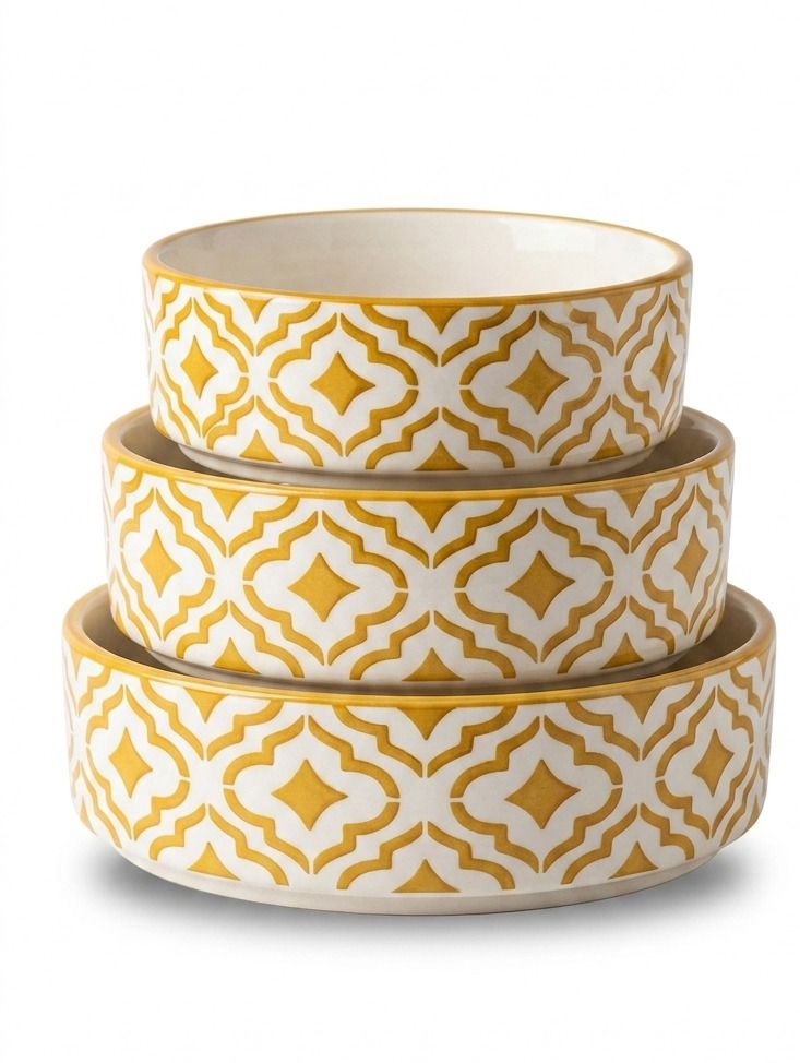 Pack of 3 Ceramic Glina Aura Royal Gold Ceramic Bowl Set Dinner Set-picture-15
