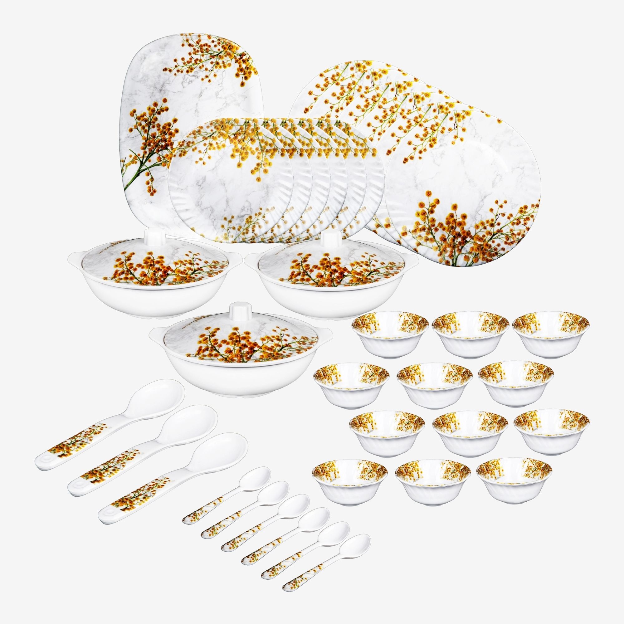 hamlay Pack of 40 Melamin Mustard Blossom Dinner Set-picture-11