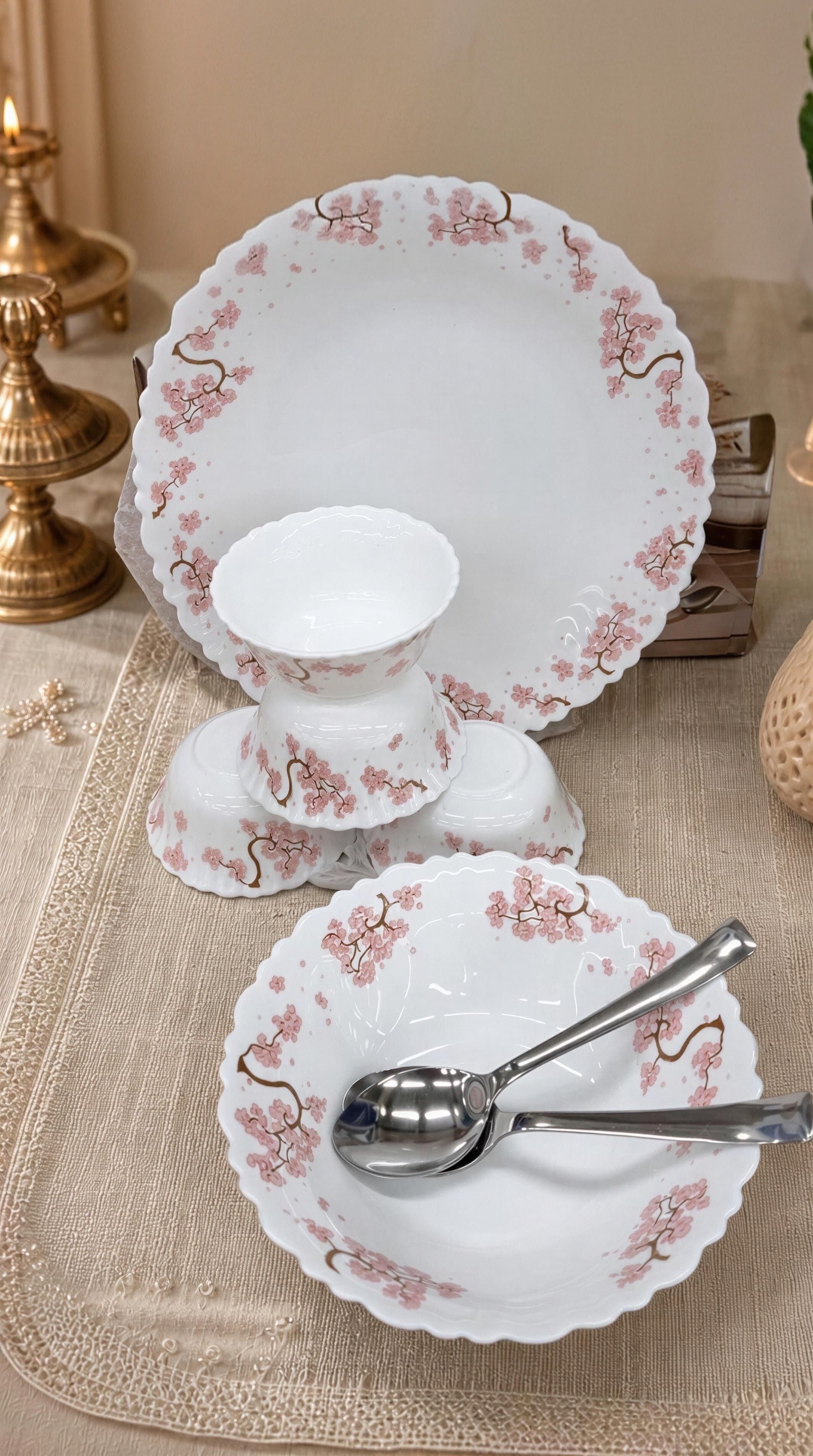 osg Bone China FLUTED 9 PIS DINNER SET Dinner Set-picture-2