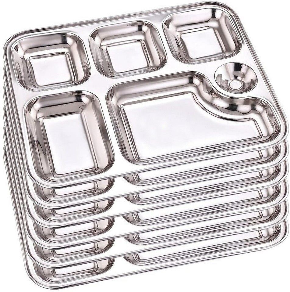 14 Inch Round Stainless Steel 22 Gauge Thali Dinner/Lunch Plates (P12) Dinner Plate-image-45