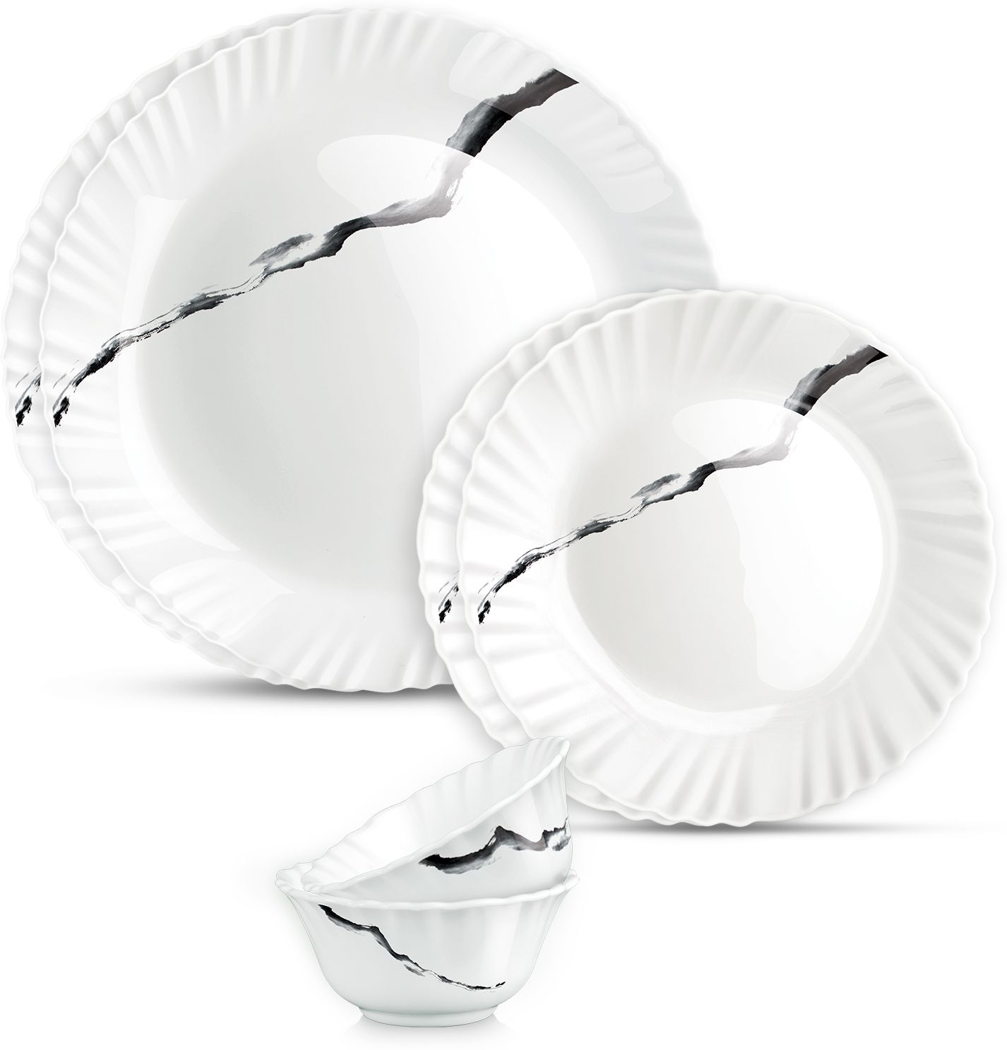 treo Pack of 6 Opalware Opalware Aurelia Stria Dinner Set of 6 | Serving for 2 | Dining & Gifting Dinner Set-picture-14