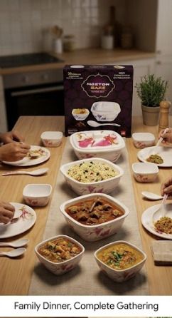 Pack of 14 Melamin Melamine Donga set, Serving bowl with lid, donga set, Melamine serving bowls. Dinner Set-image-24