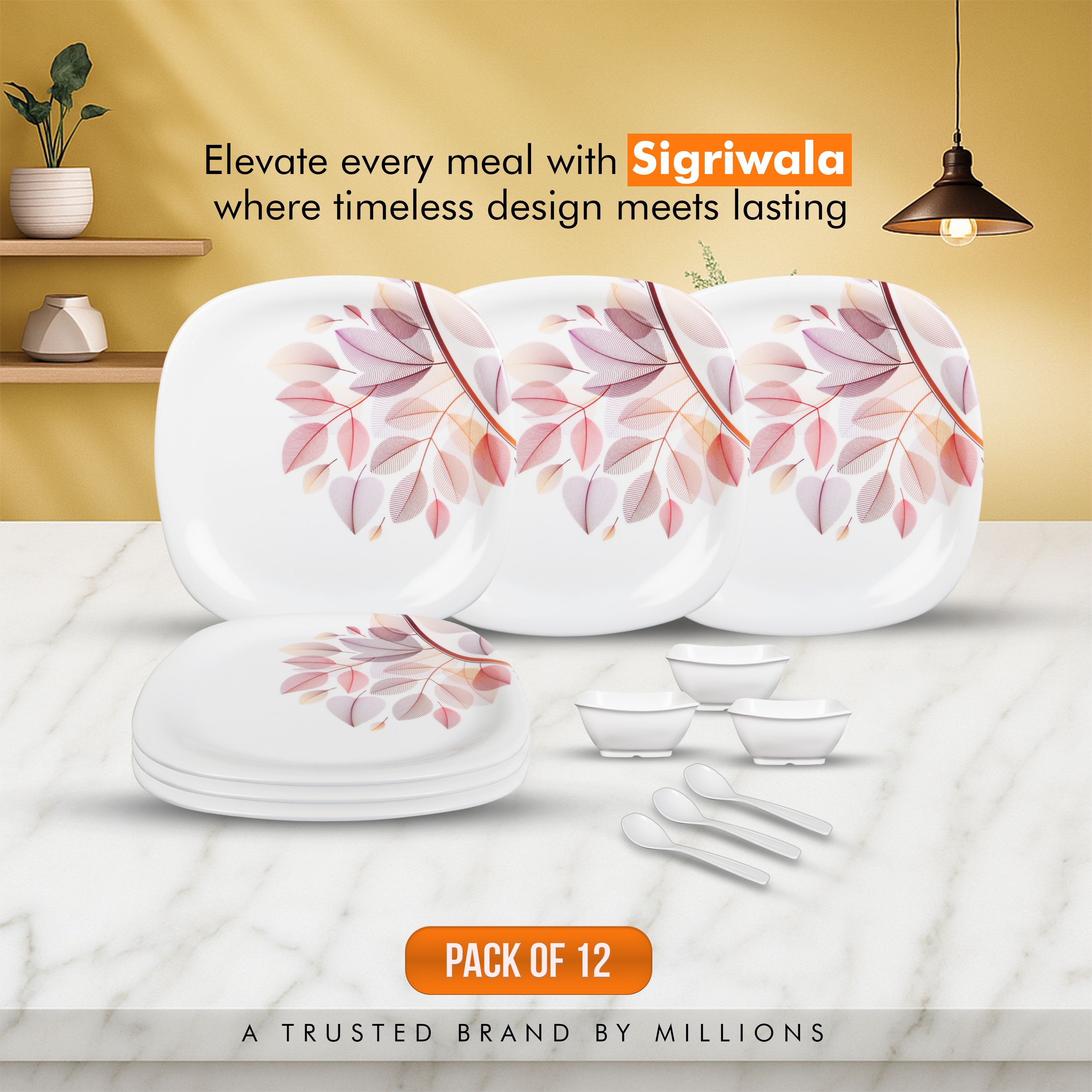 Pack of 12 Melamin Dinner Set