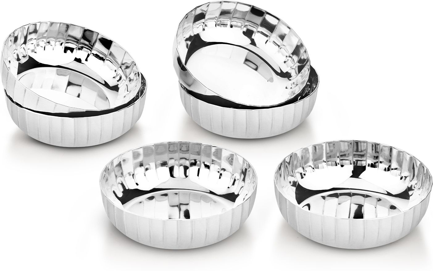 bergner Signature 304 Stainless Steel Hammered Design 6 Pcs Small 8cm Chutney Plate-picture-10
