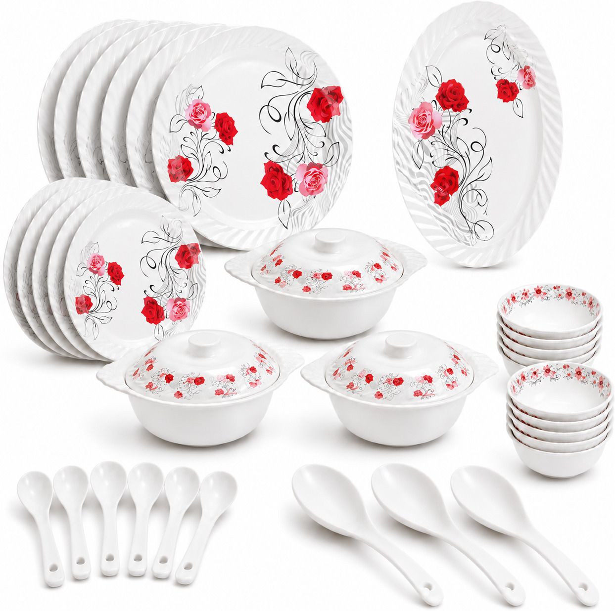 champion melamine crockery Pack of 40 Melamin Royal Rose 40 Pcs Dinner Set | Premium Melamine Dinnerware t Dinner Set-picture-42