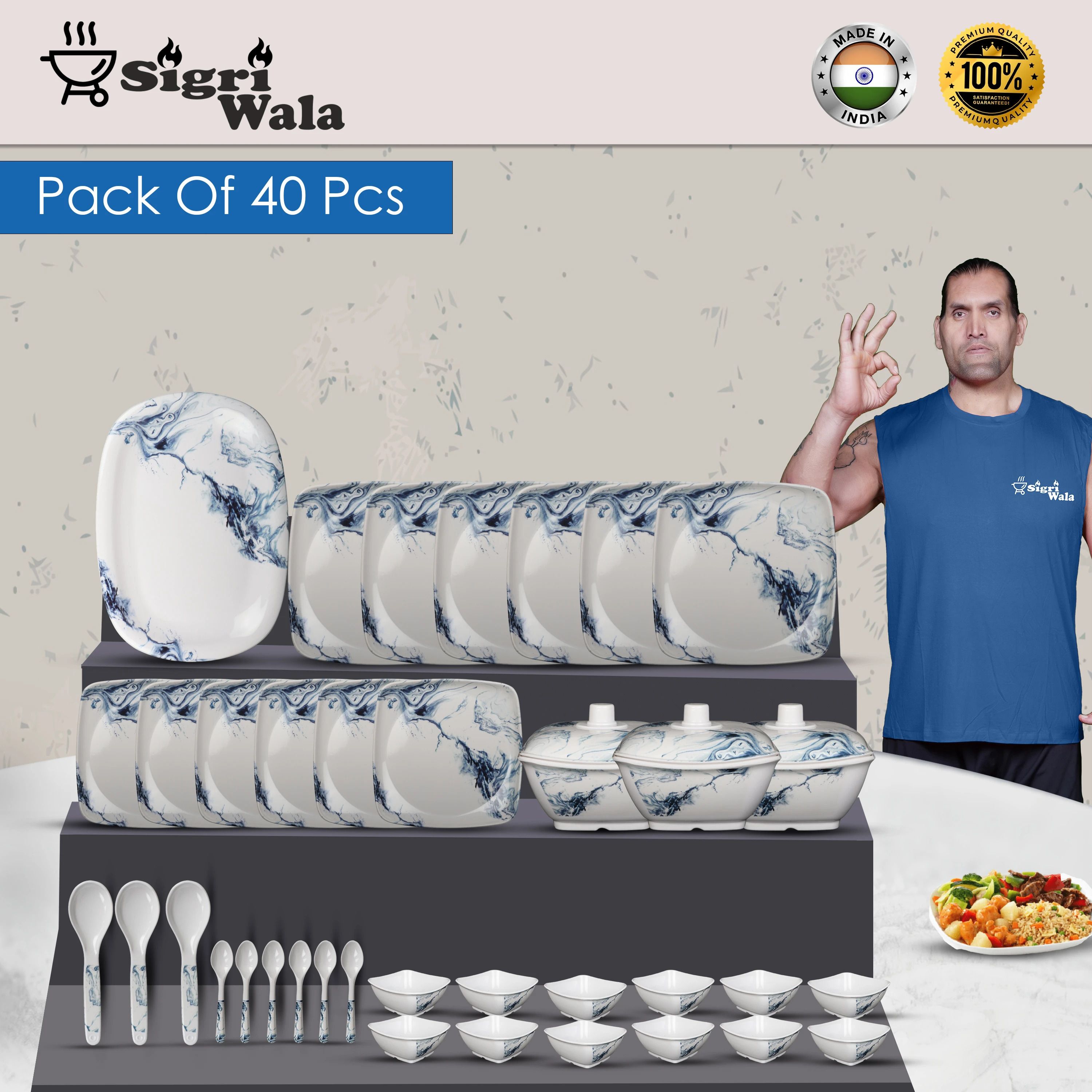 Pack of 40 Melamin Dinner Set