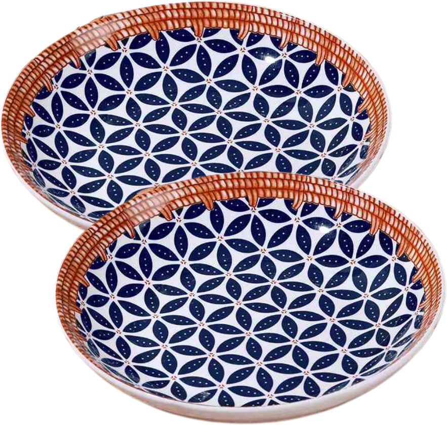 dansr Pack of 2 Ceramic Round Ceramic Pasta Plate Mandala Print for Salad Fruit Dessert and Main Course Dinner Set-picture-43