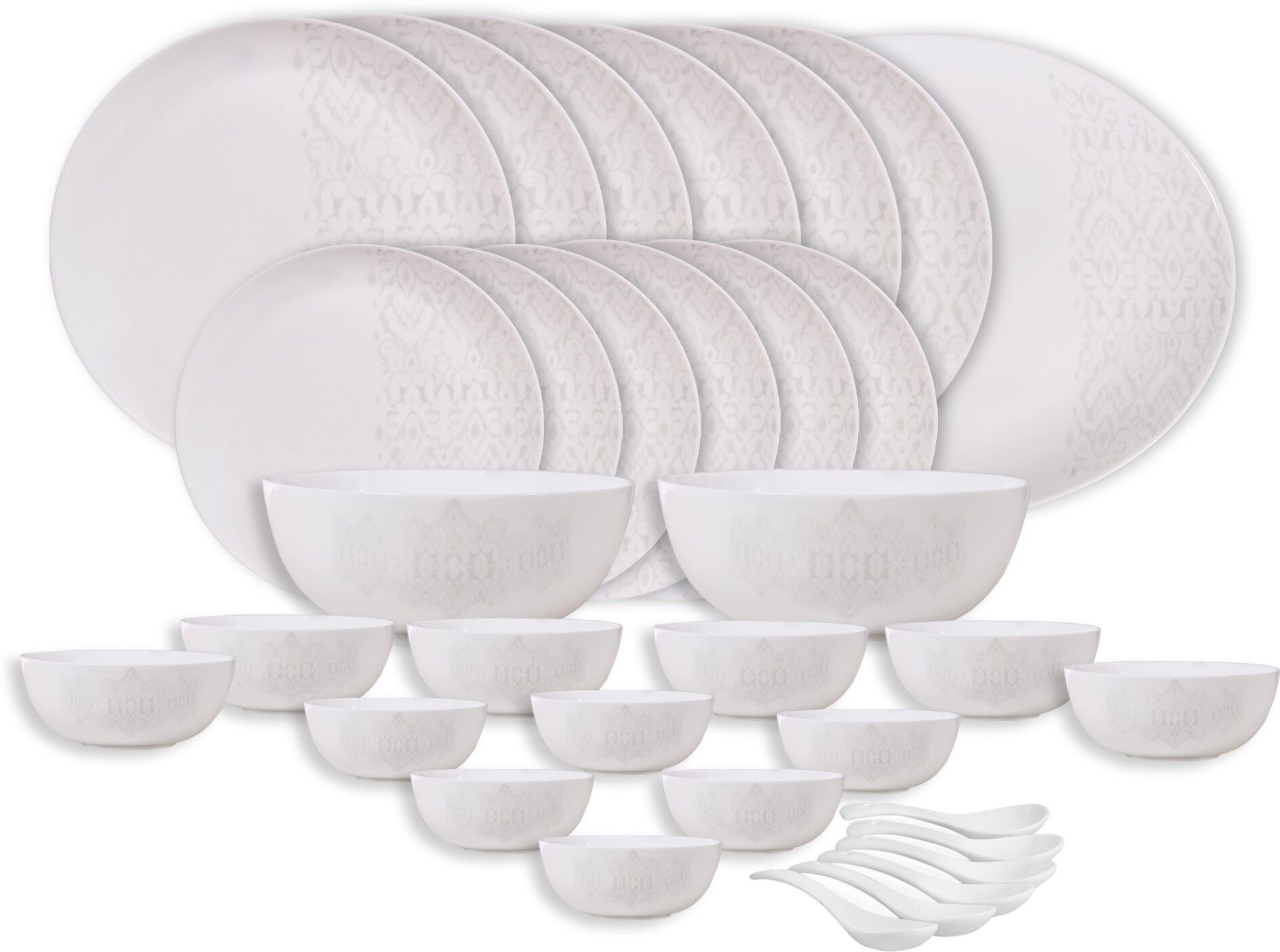 cello Pack of 33 Opalware Royale Pristine 33 Pcs Dinner Set-picture-22