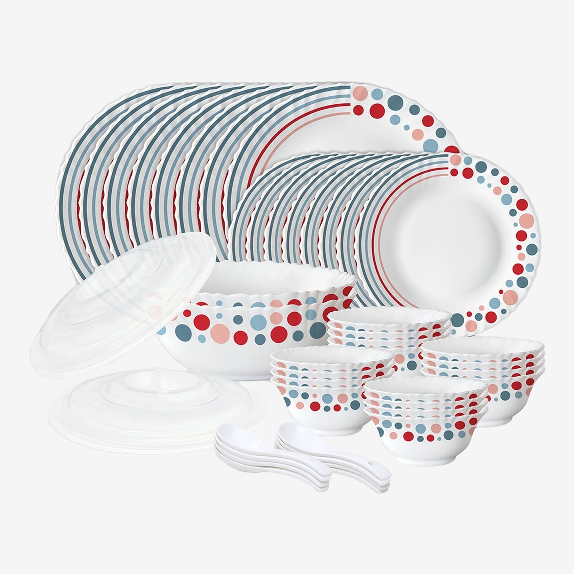 Pack of 44 Opalware Pastel Galaxy Crockery Set for Dining & Gifting, Plate & Bowl Dinner Set