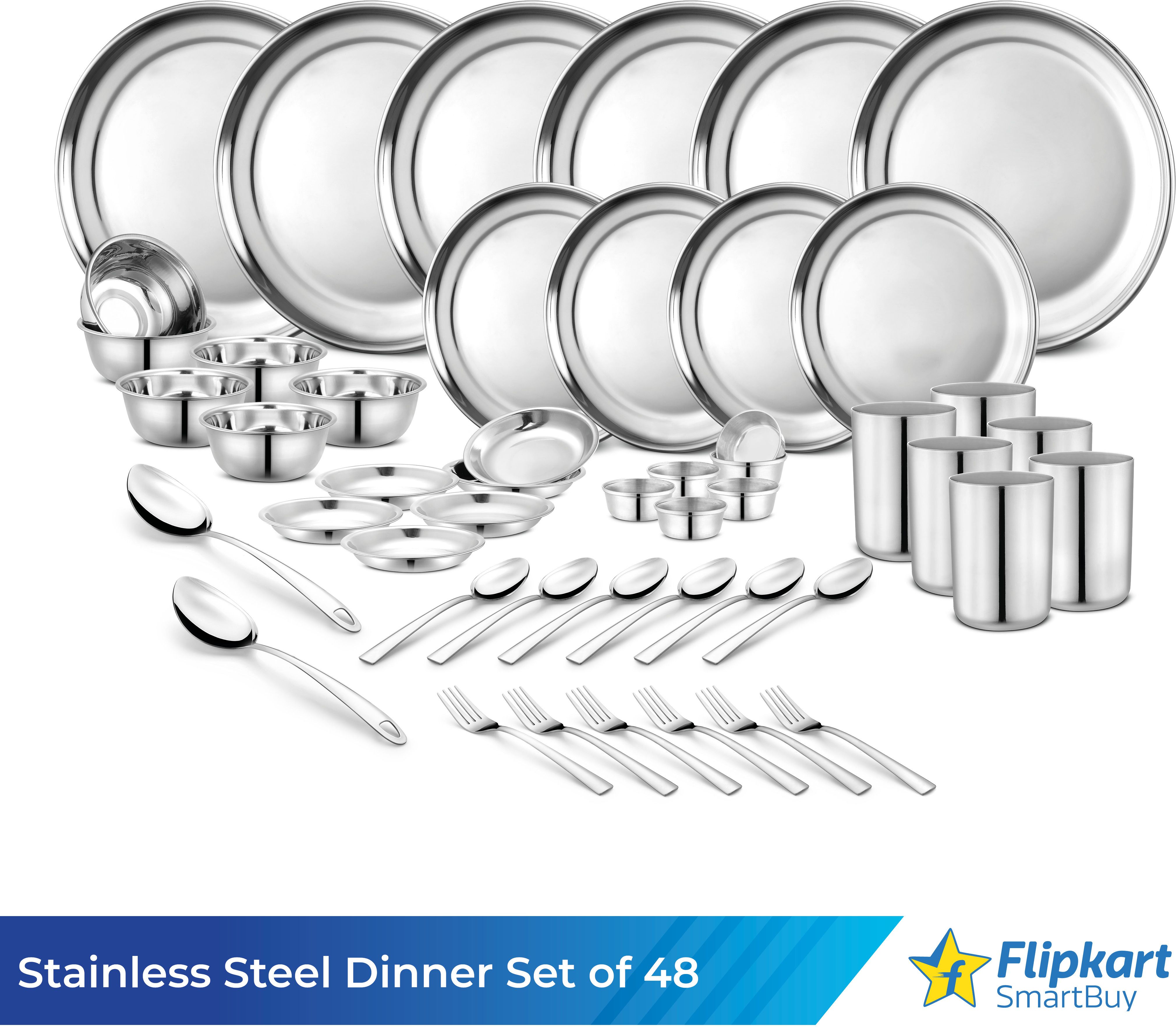 flipkart smartbuy Pack of 48 Stainless Steel Kitchen for Home | Heavy Gauge Dinner Set-picture-13