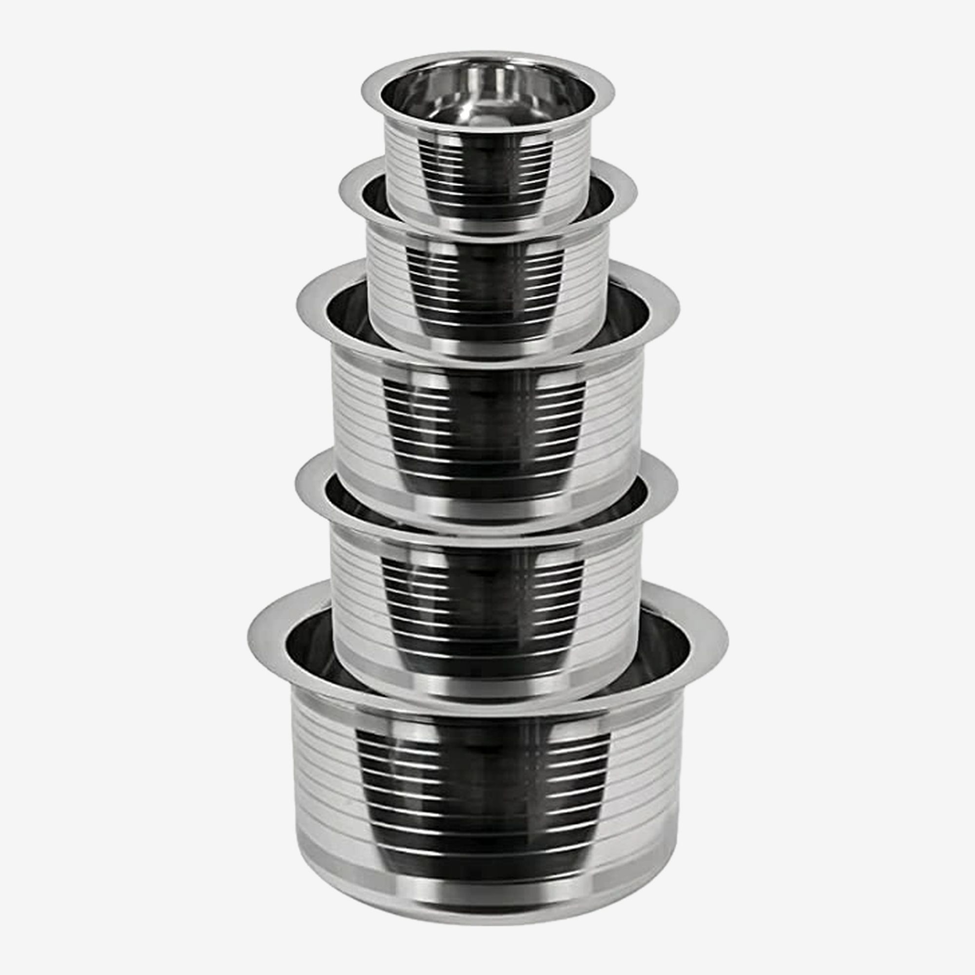 rbgiit Pack of 5 Stainless Steel Stainless Steel Pateli Bhagona For Cooking Serving Tope Set Dinner Set-picture-17