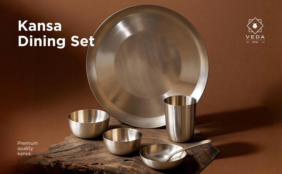 Pack of 6 Bronze 6-Piece Dinner Set • Matte Finish • Thali Size - 10.5" • 100% Lead-Free Dinner Set-image-33