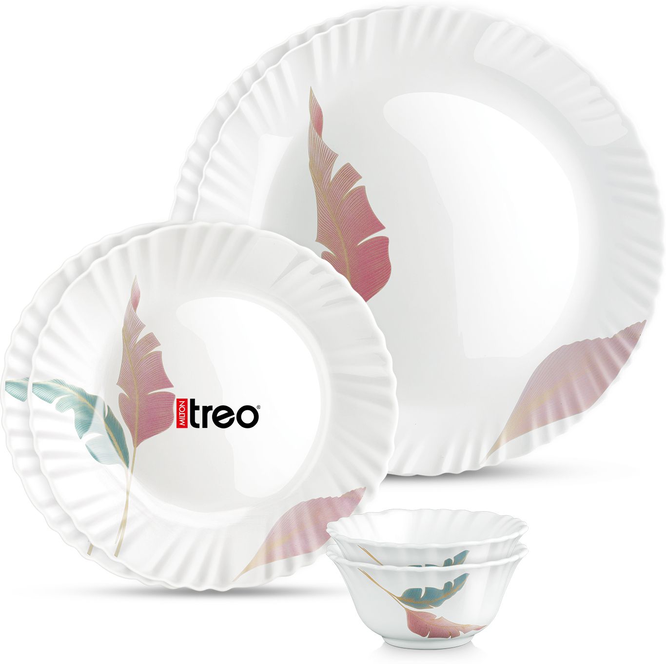 treo Pack of 6 Opalware Opalware Neuma Palma Dinner Set of 6, Serving for 2, Microwave Safe, White Dinner Set-picture-17