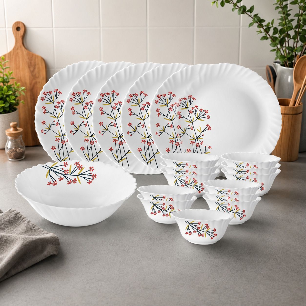 borosil Pack of 19 Opalware 100% food grade Dinner Set-picture-36