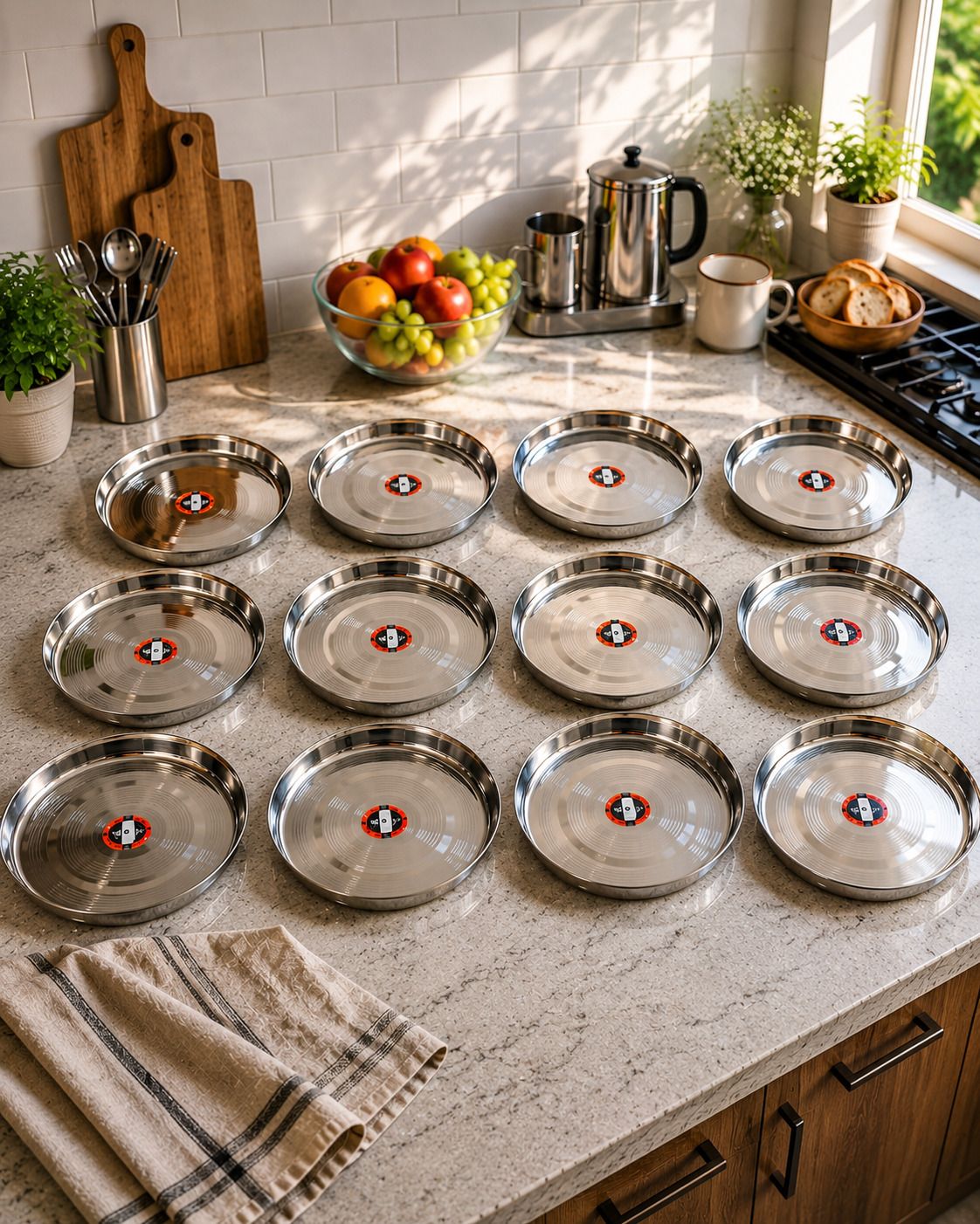 Pack of 12 Stainless Steel Duodeno Stainless Steel Dinner Plate Set (Pack of 12) Dinner Set-picture-27