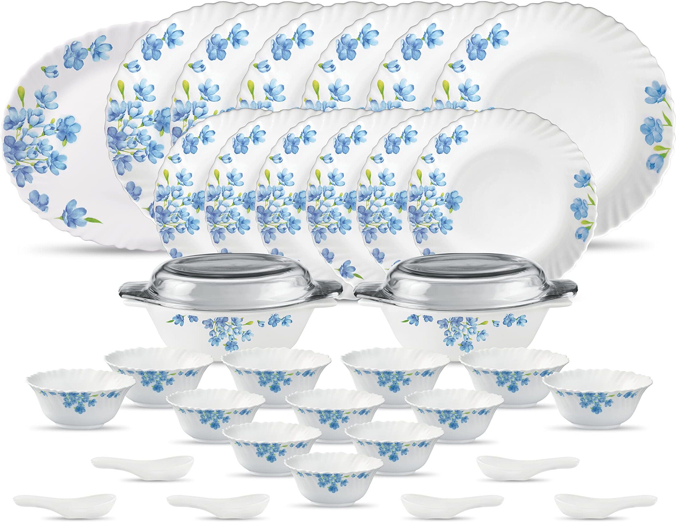Pack of 35 Opalware Diva Classique Aster Blue 35 Pcs Dinner Set-image-14