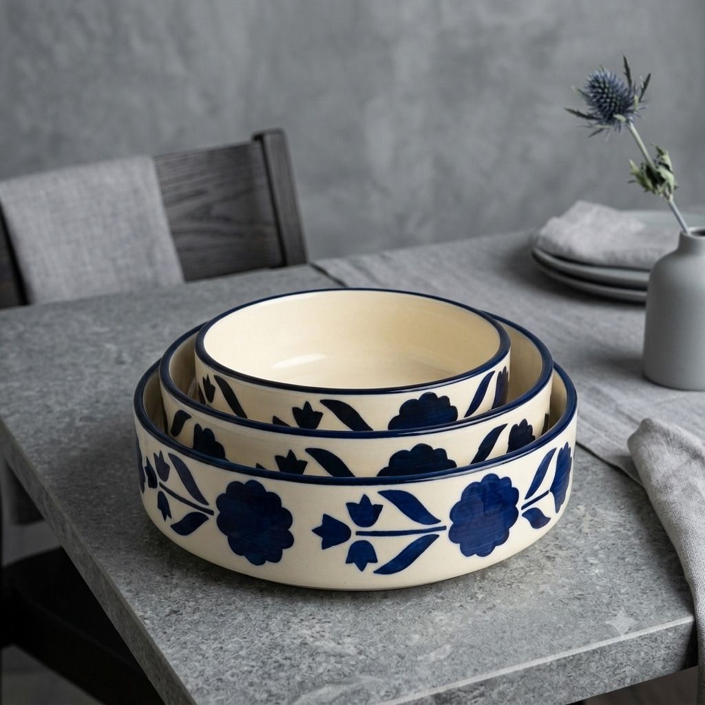 Pack of 3 Ceramic GLINA AURA MODERN BLUE SET Dinner Set-image-16