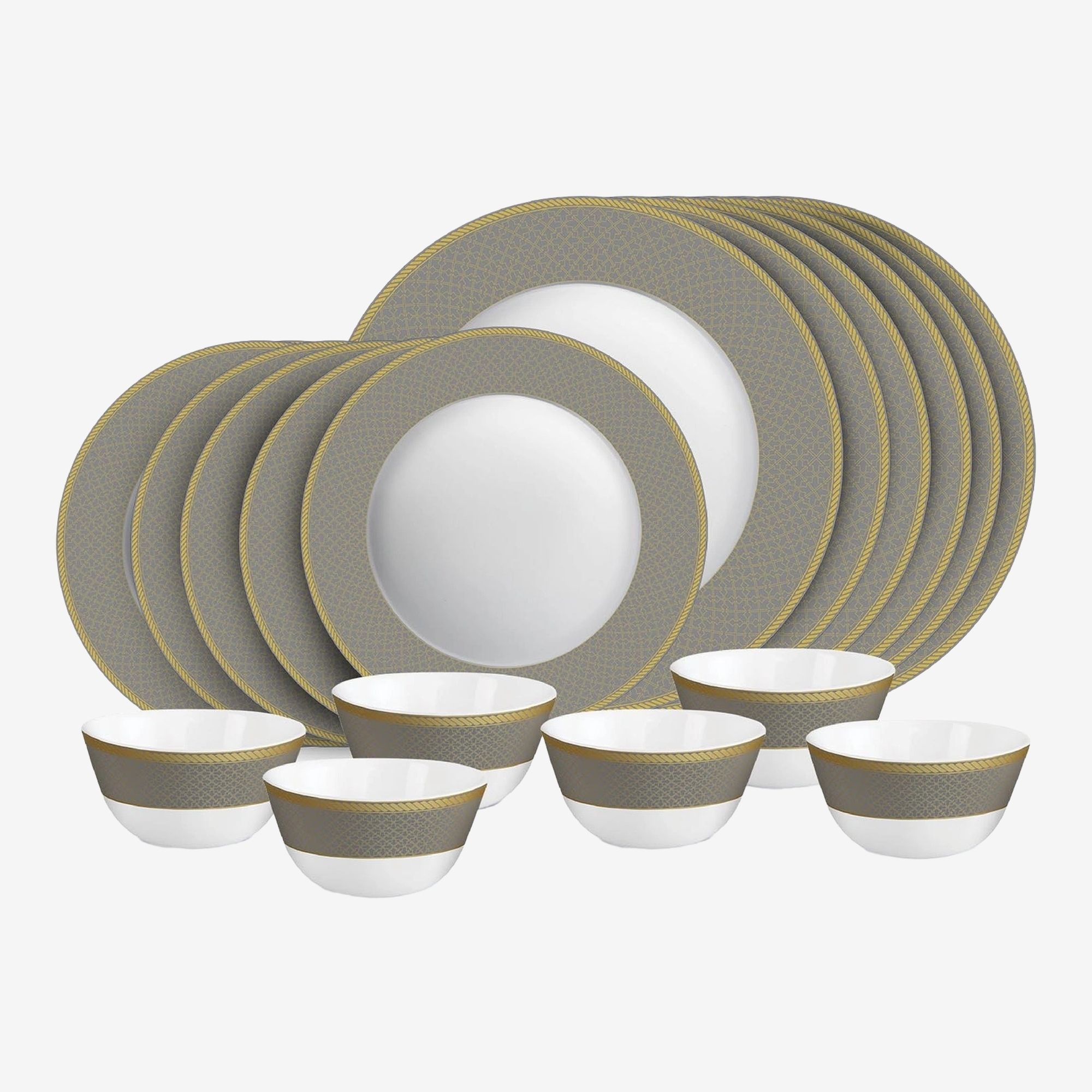 Pack of 18 Opalware Solitaire Series Moonstone | Extra Strong | Light Weight | Dishwasher Safe | Dinner Set