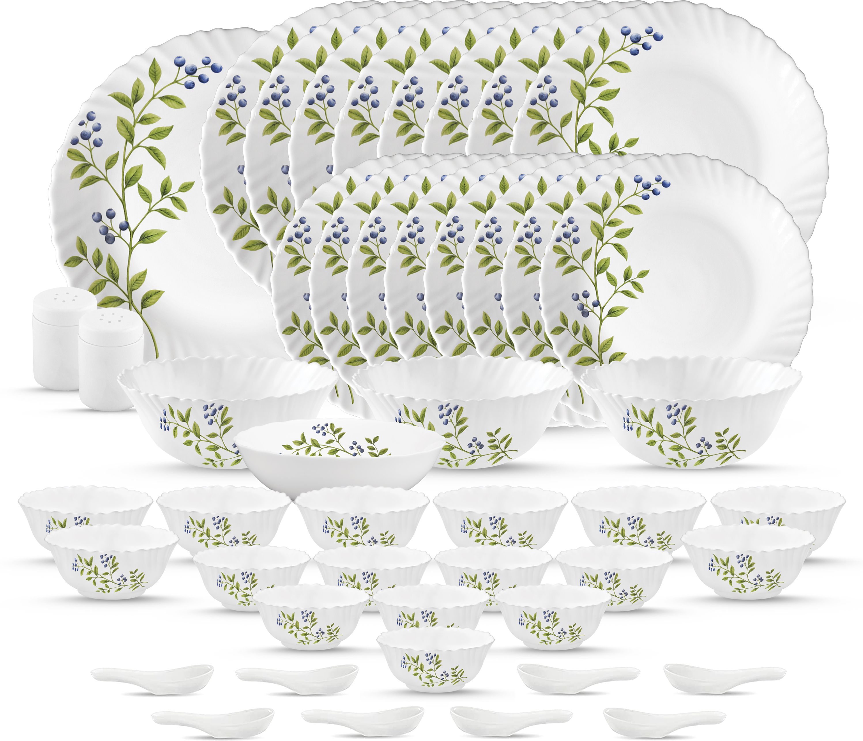 Pack of 47 Opalware Lush Green Dinner Set-image-24