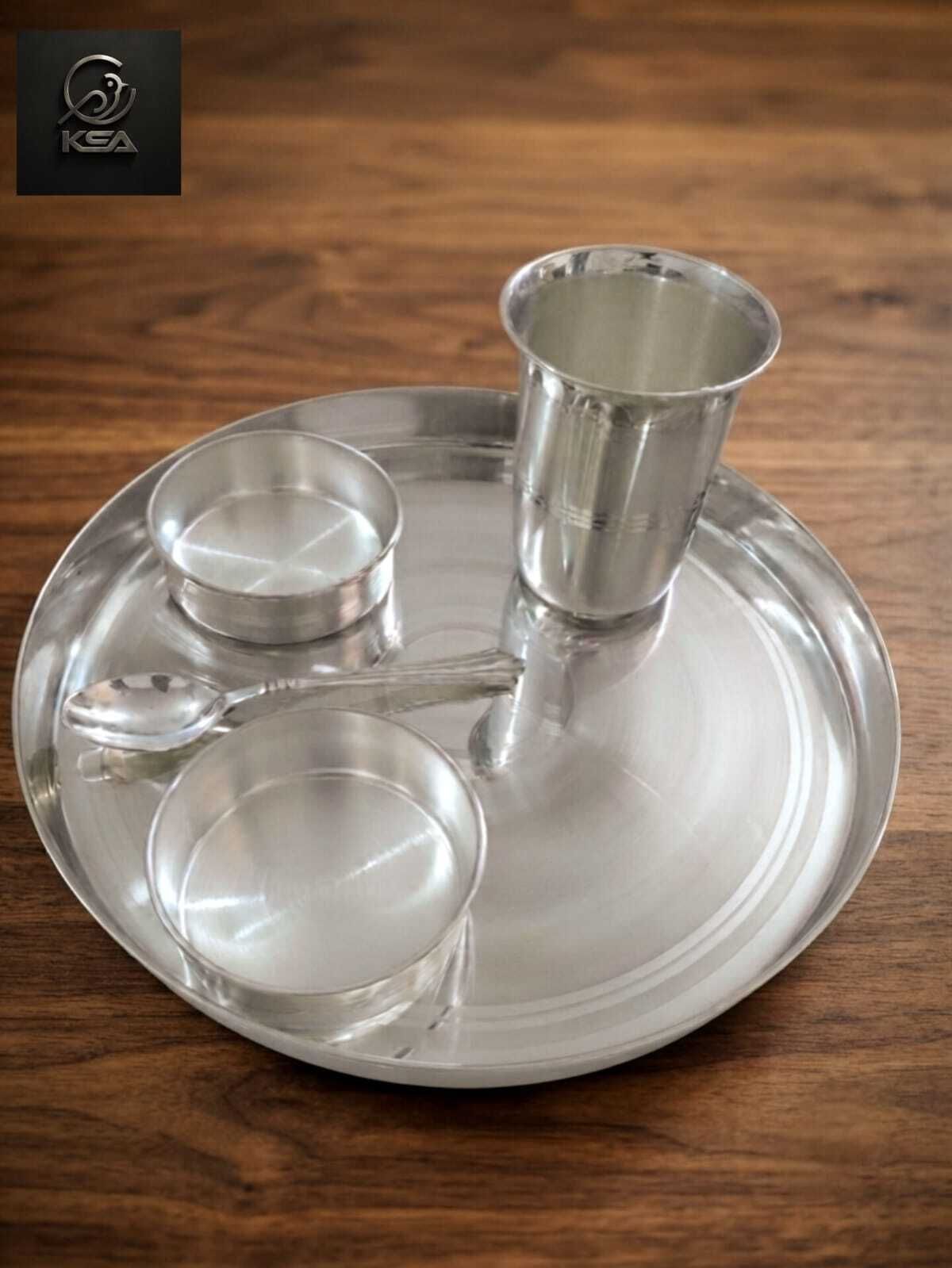 krishnasilver Pack of 5 Brass Brass_silver_Coated_Dinner_Set_02 Dinner Set-picture-38